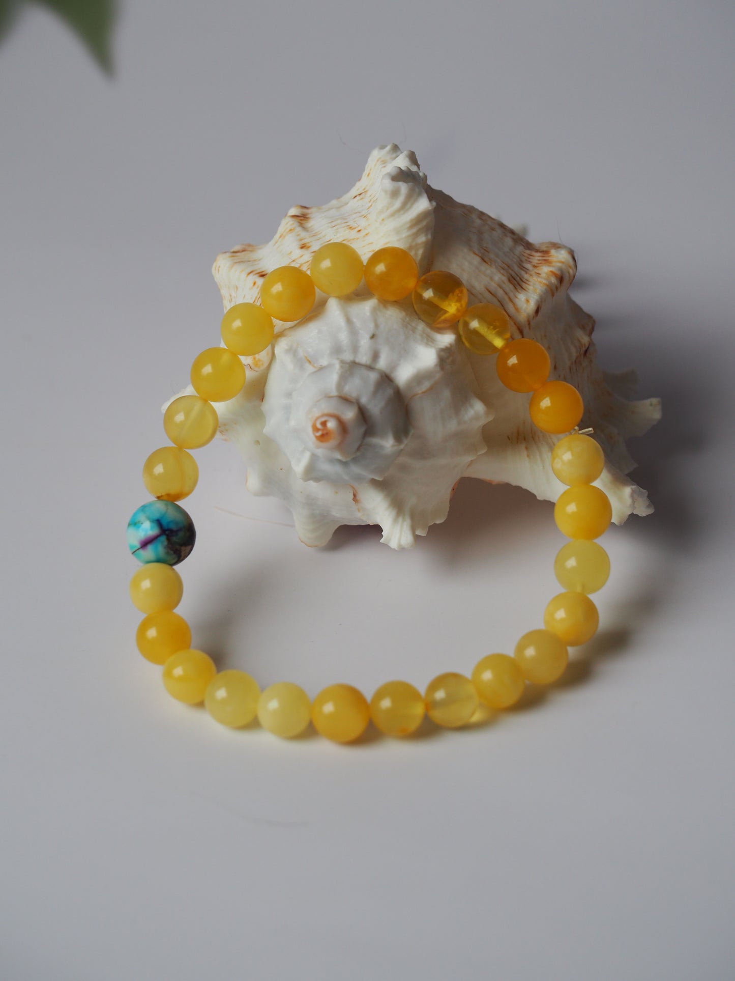 Natural Butterscotch/ Milk Amber Bracelet with Purple-Blue Imperial Jasper 8mm
