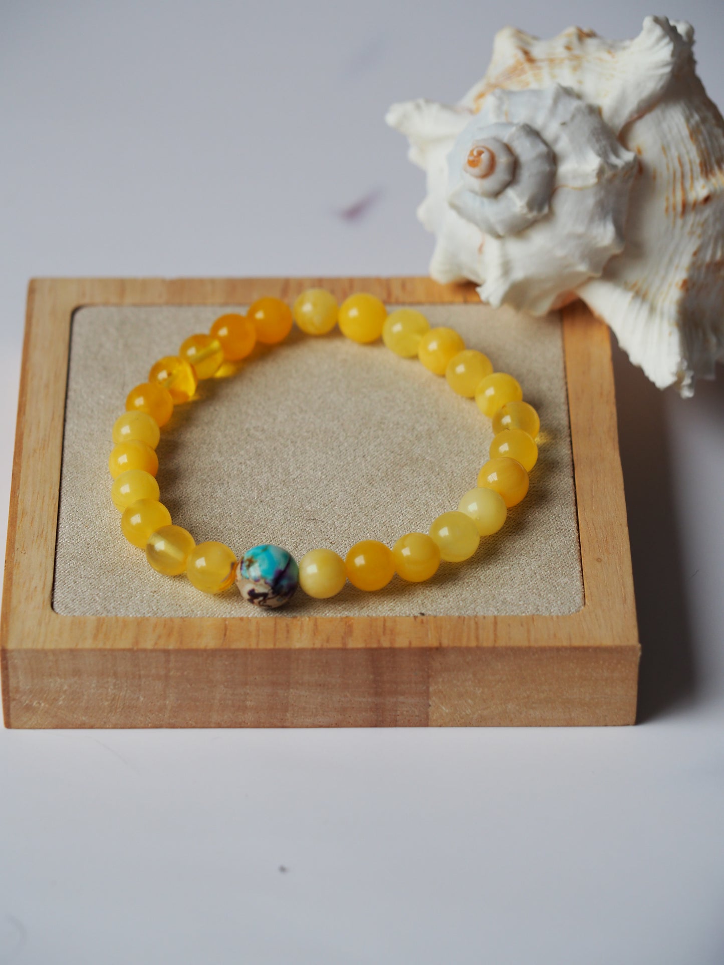 Natural Butterscotch/ Milk Amber Bracelet with Purple-Blue Imperial Jasper 8mm