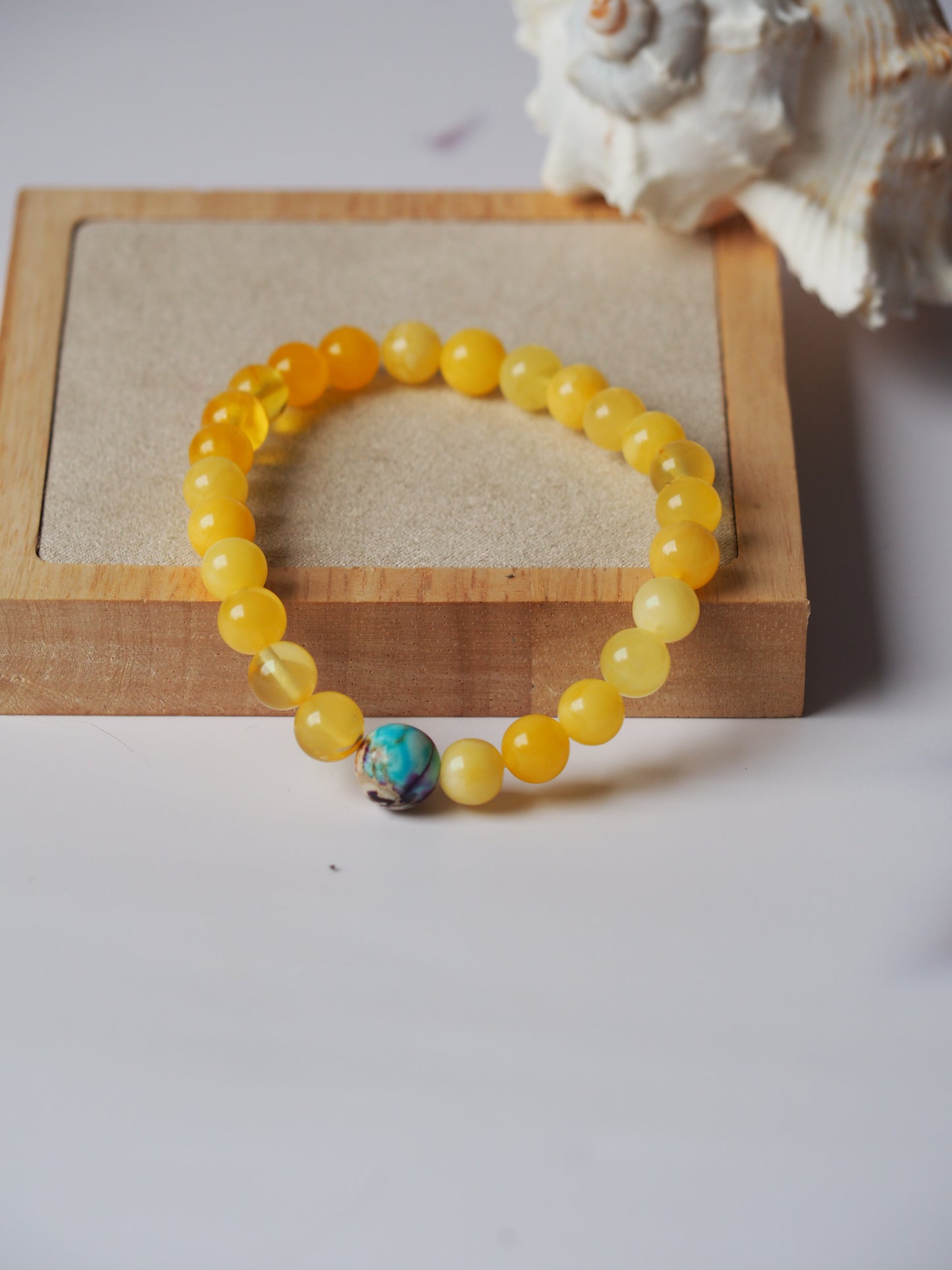 Natural Butterscotch/ Milk Amber Bracelet with Purple-Blue Imperial Jasper 8mm