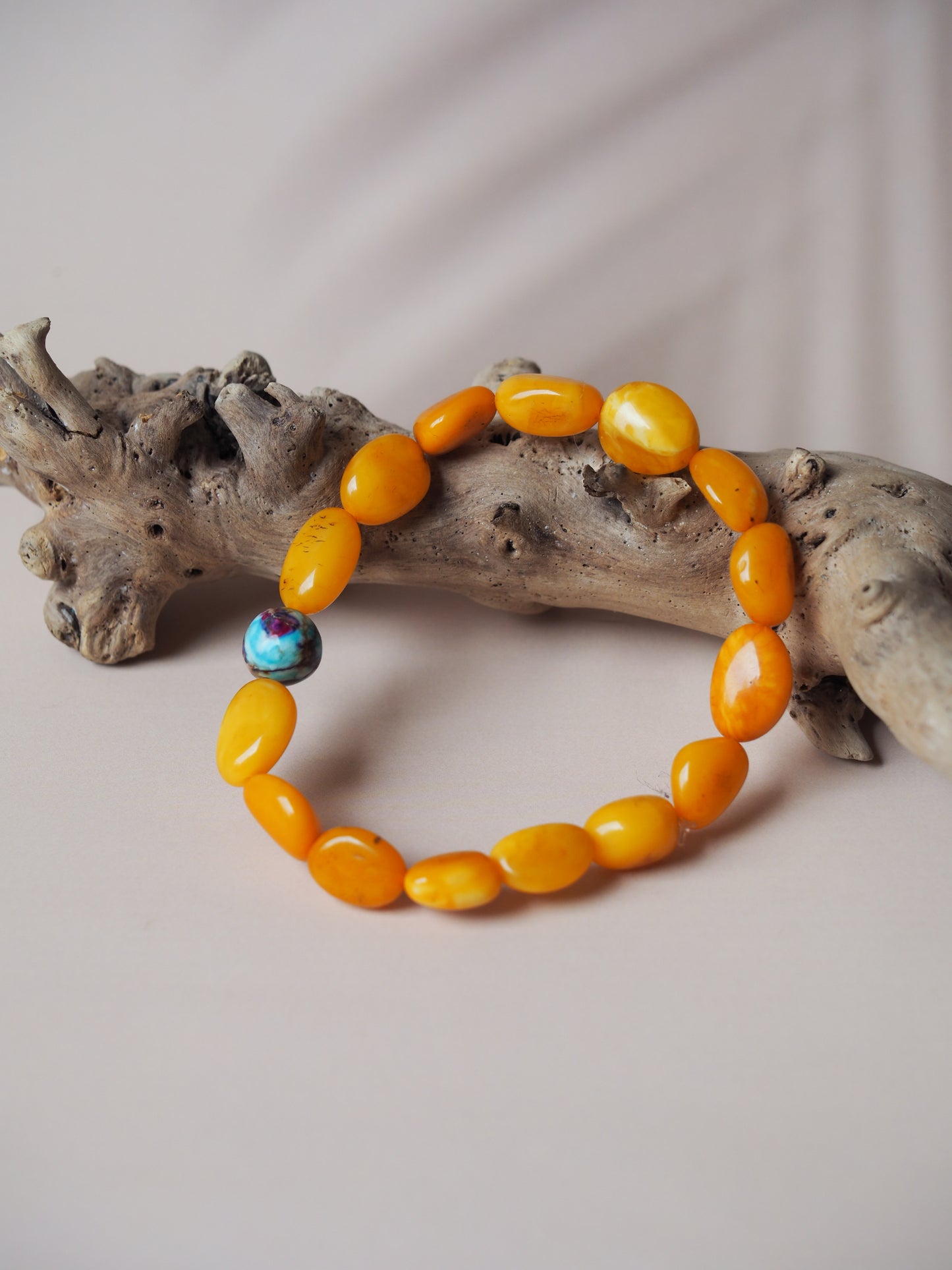 Natural Old German Amber/ Butterscotch Amber with Purple-Blue Imperial Jasper