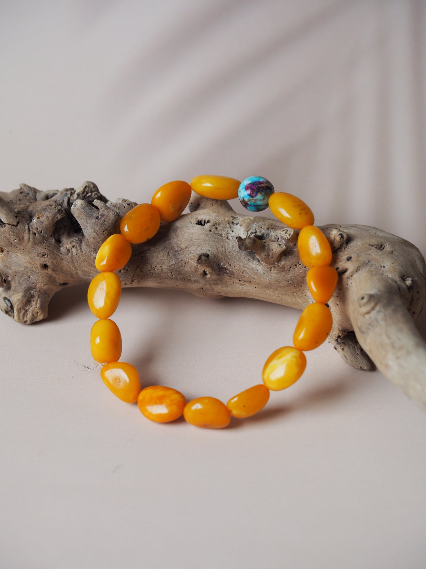 Natural Old German Amber/ Butterscotch Amber with Purple-Blue Imperial Jasper