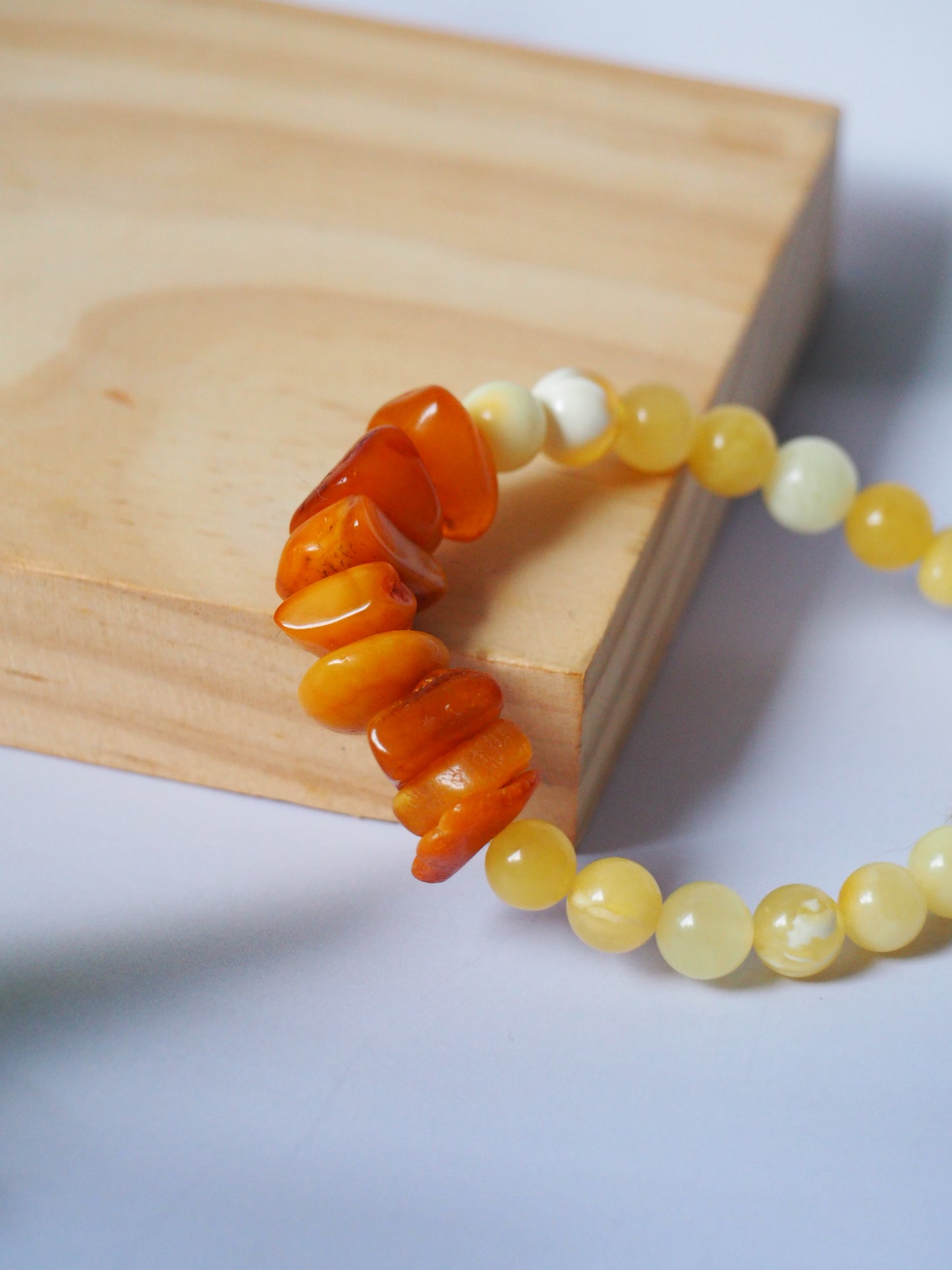 Old German Amber x Royal White Amber x Milk Amber Irregular Bracelet