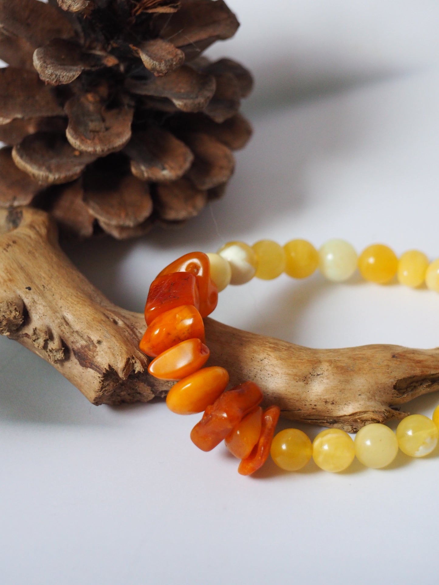Old German Amber x Royal White Amber x Milk Amber Irregular Bracelet