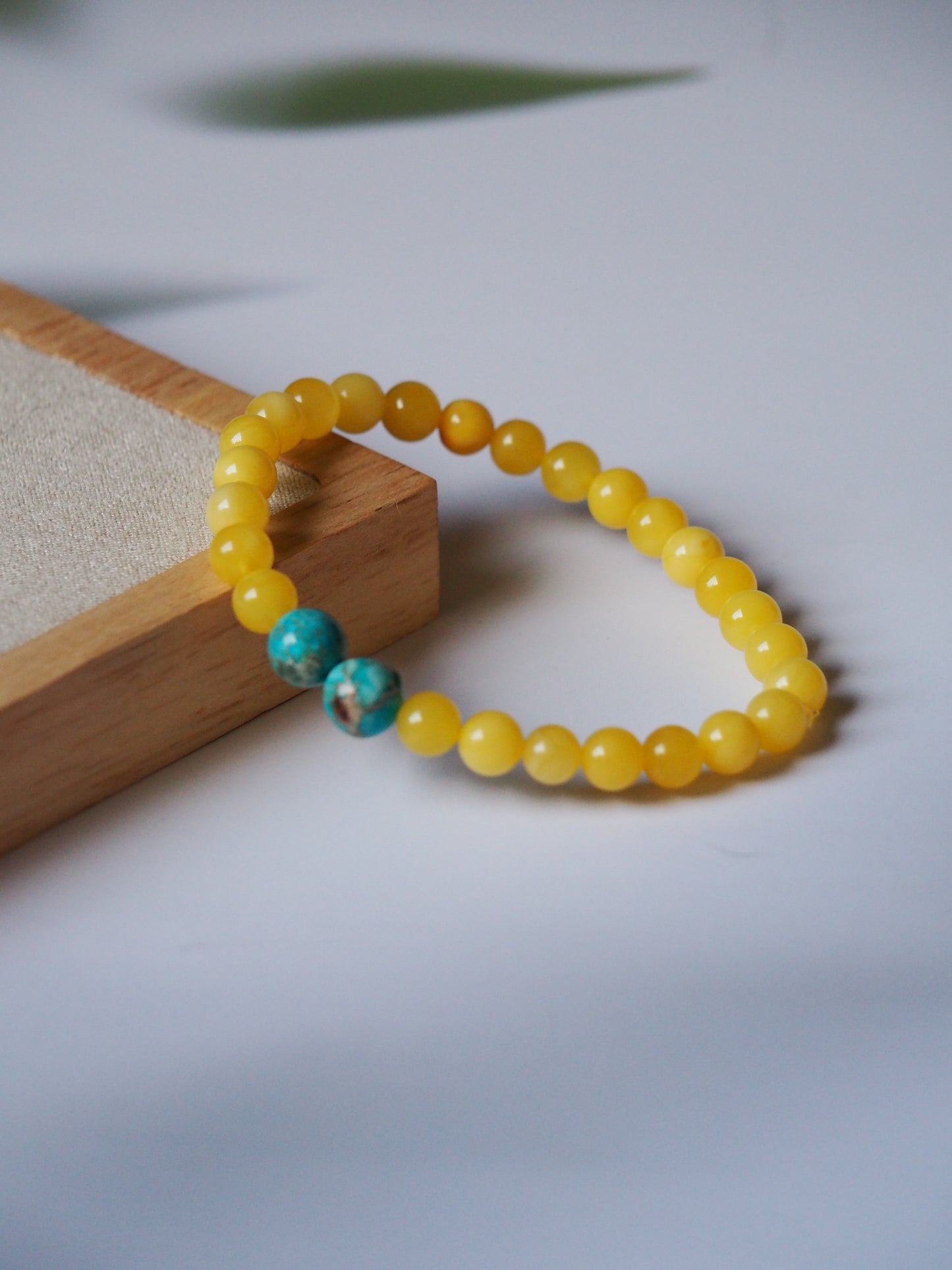 Natural Butterscotch Amber Bracelet with Purple-Blue Imperial Jasper