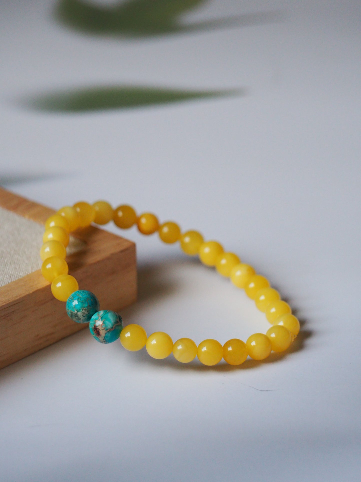 Natural Butterscotch Amber Bracelet with Purple-Blue Imperial Jasper