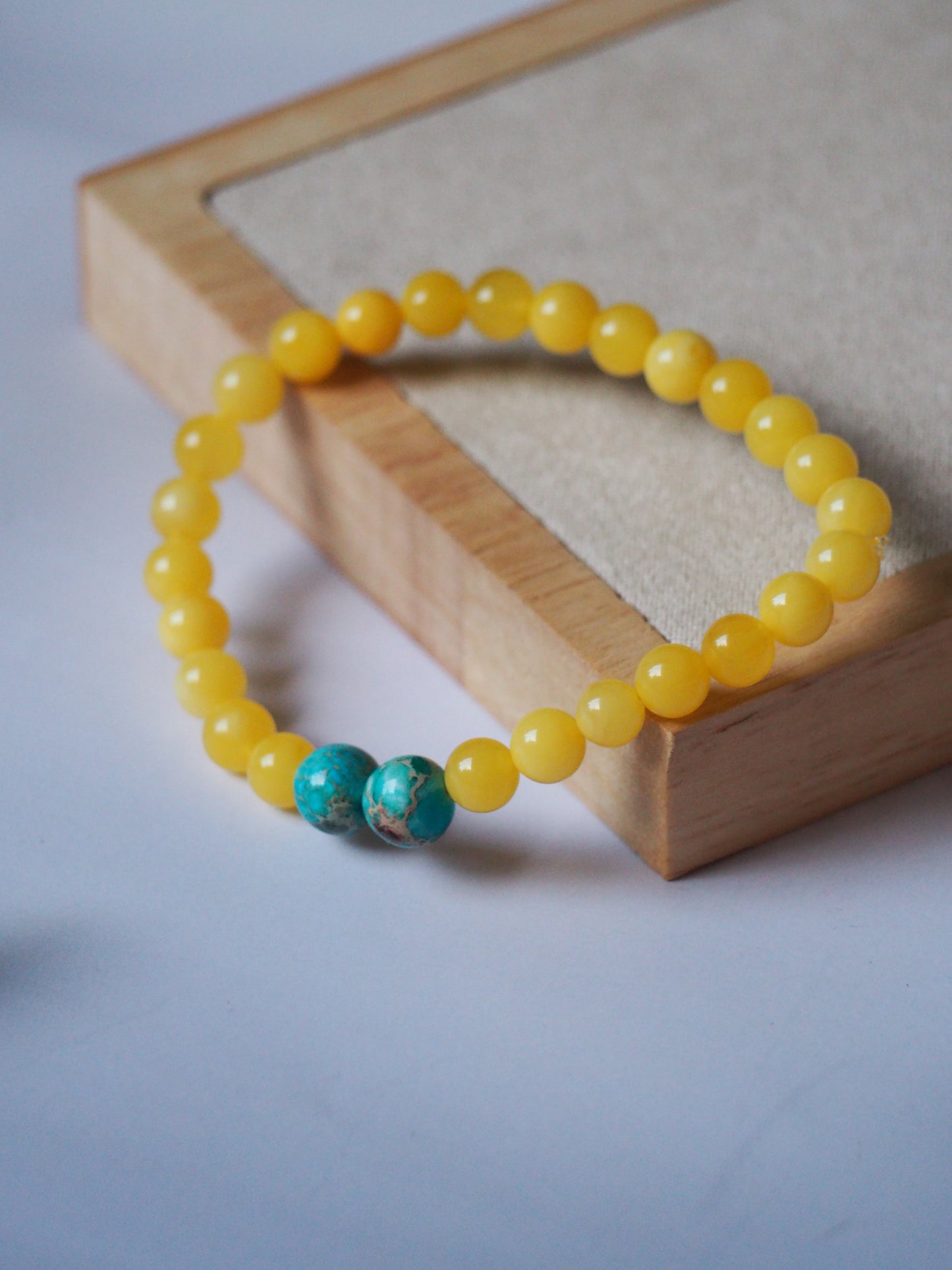 Natural Butterscotch Amber Bracelet with Purple-Blue Imperial Jasper