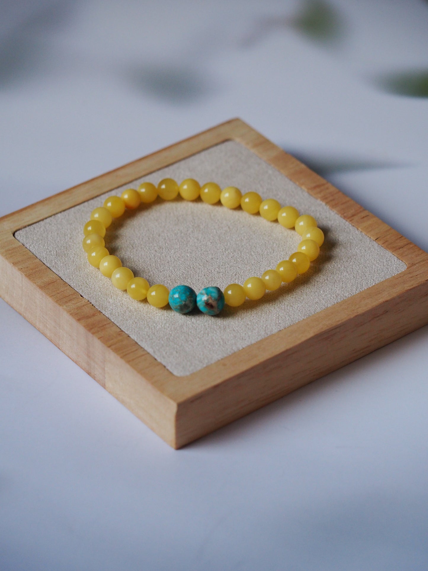 Natural Butterscotch Amber Bracelet with Purple-Blue Imperial Jasper