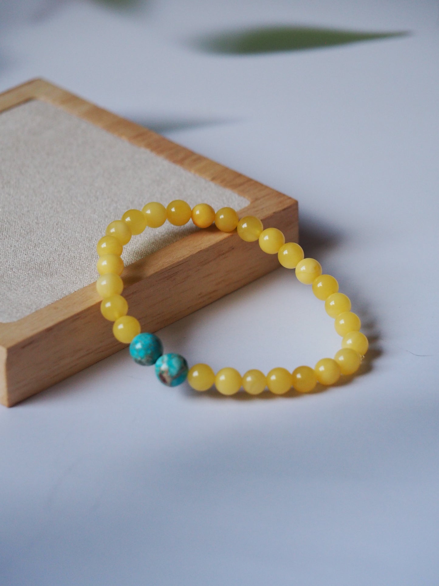 Natural Butterscotch Amber Bracelet with Purple-Blue Imperial Jasper