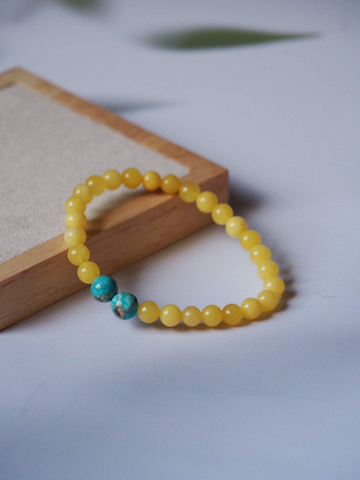 Natural Butterscotch Amber Bracelet with Purple-Blue Imperial Jasper
