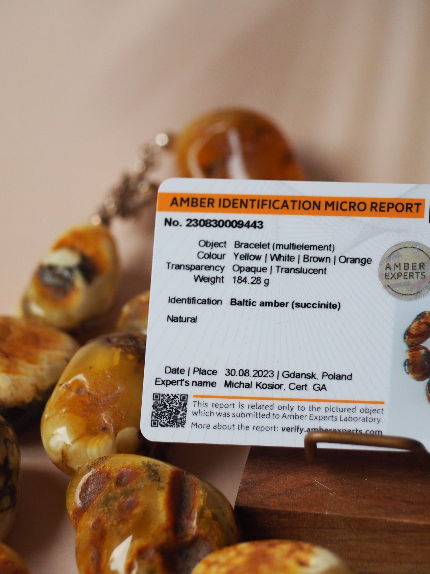 Huge and Unique Raw Amber Necklace from Private Collector from Poland 1970s with Certificate