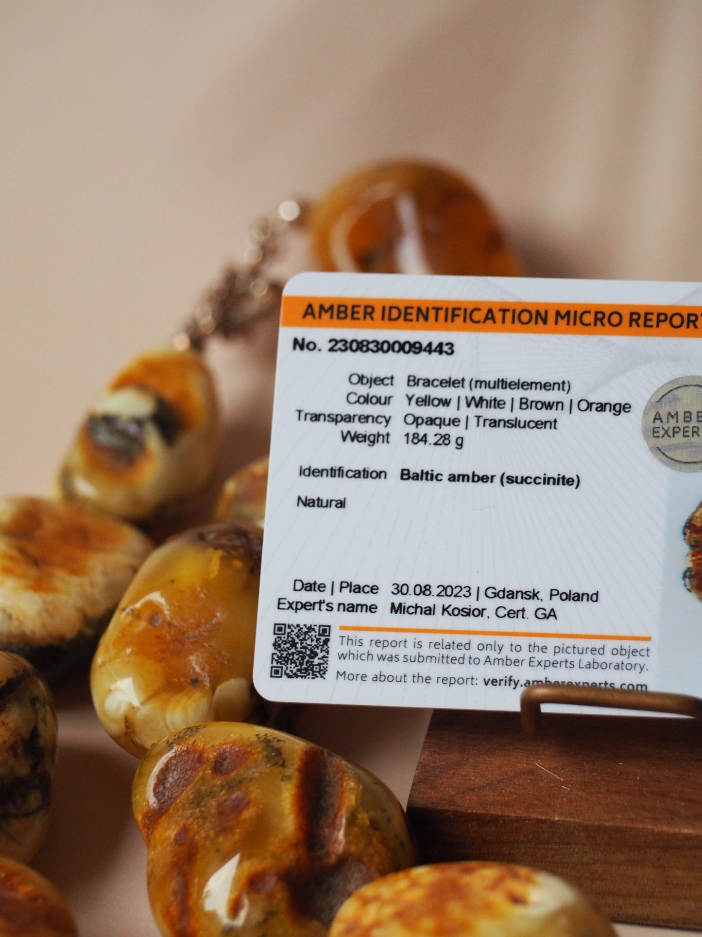 Huge and Unique Raw Amber Necklace from Private Collector from Poland 1970s with Certificate