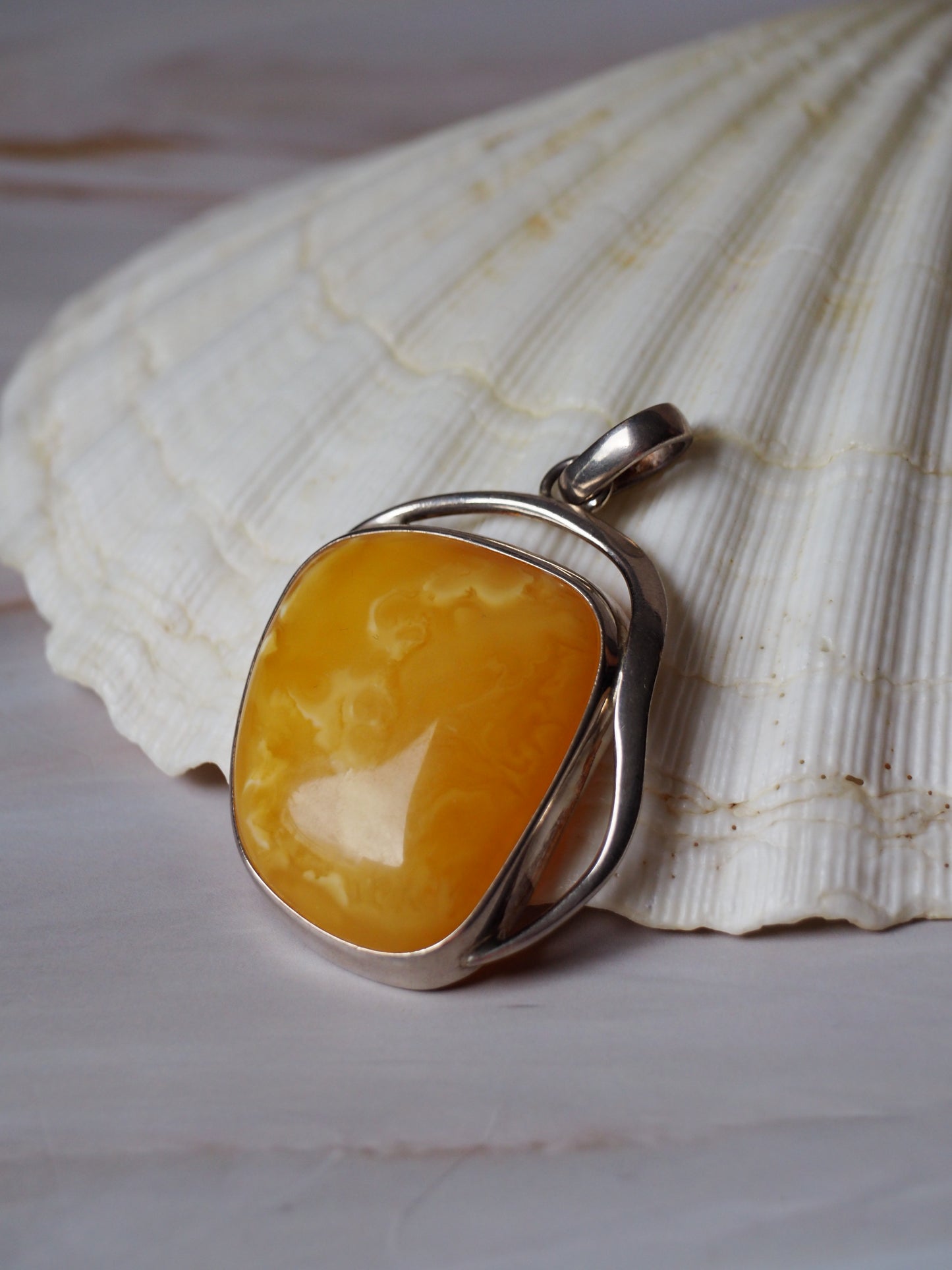 Butterscotch Amber with Raw Honey Back in Silver Frame