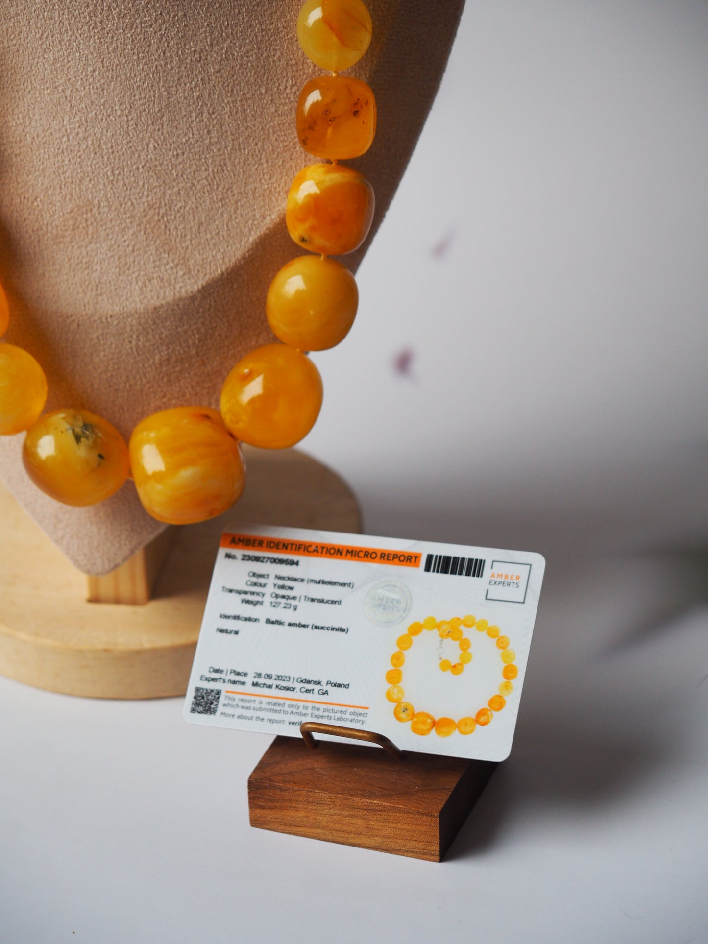 Huge Unique Honey Amber Necklace with Certificate