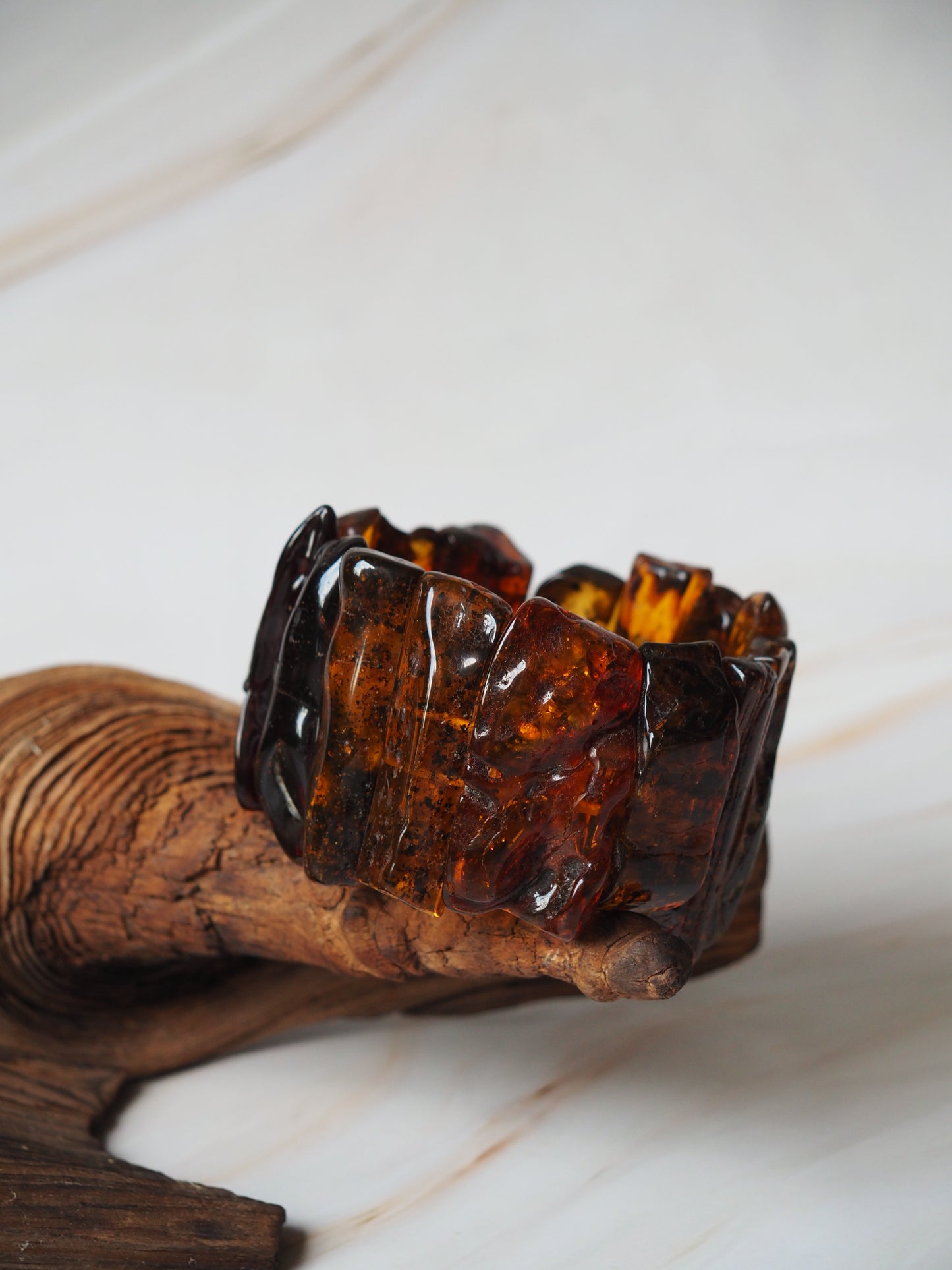 Big Unique Natural Raw Amber Irregular Pieces Bracelet 78,2g