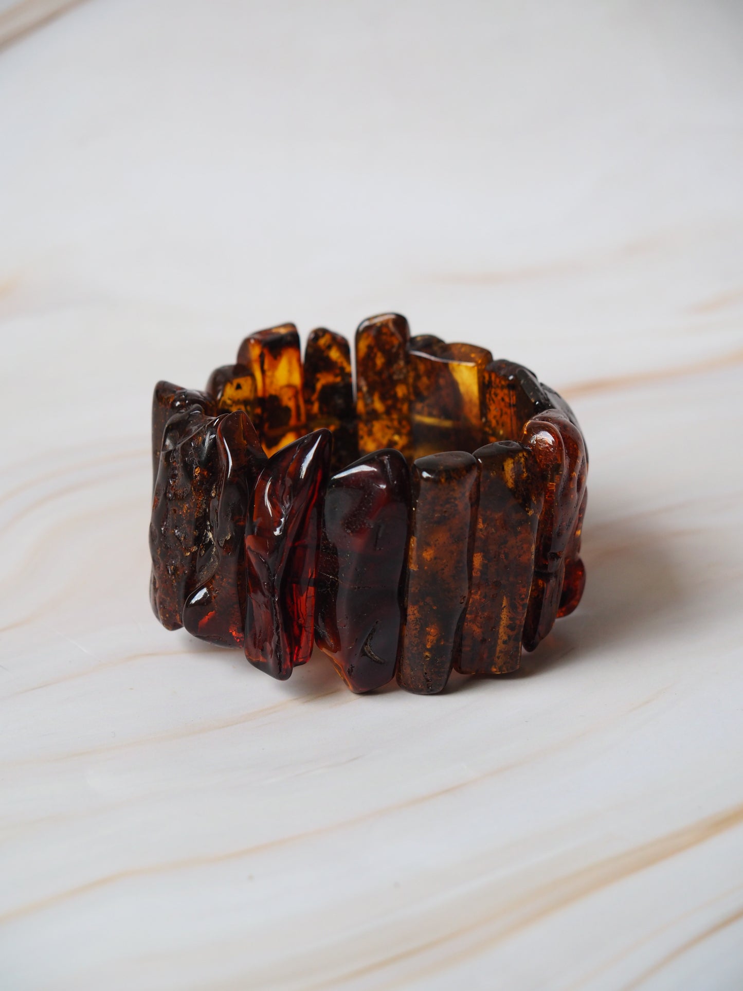 Big Unique Natural Raw Amber Irregular Pieces Bracelet 78,2g