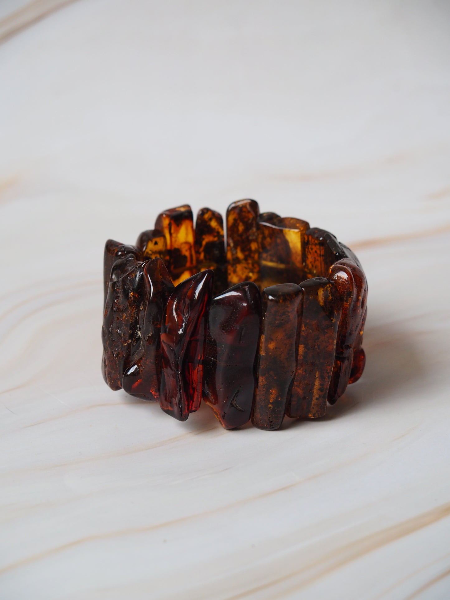 Big Unique Natural Raw Amber Irregular Pieces Bracelet 78,2g