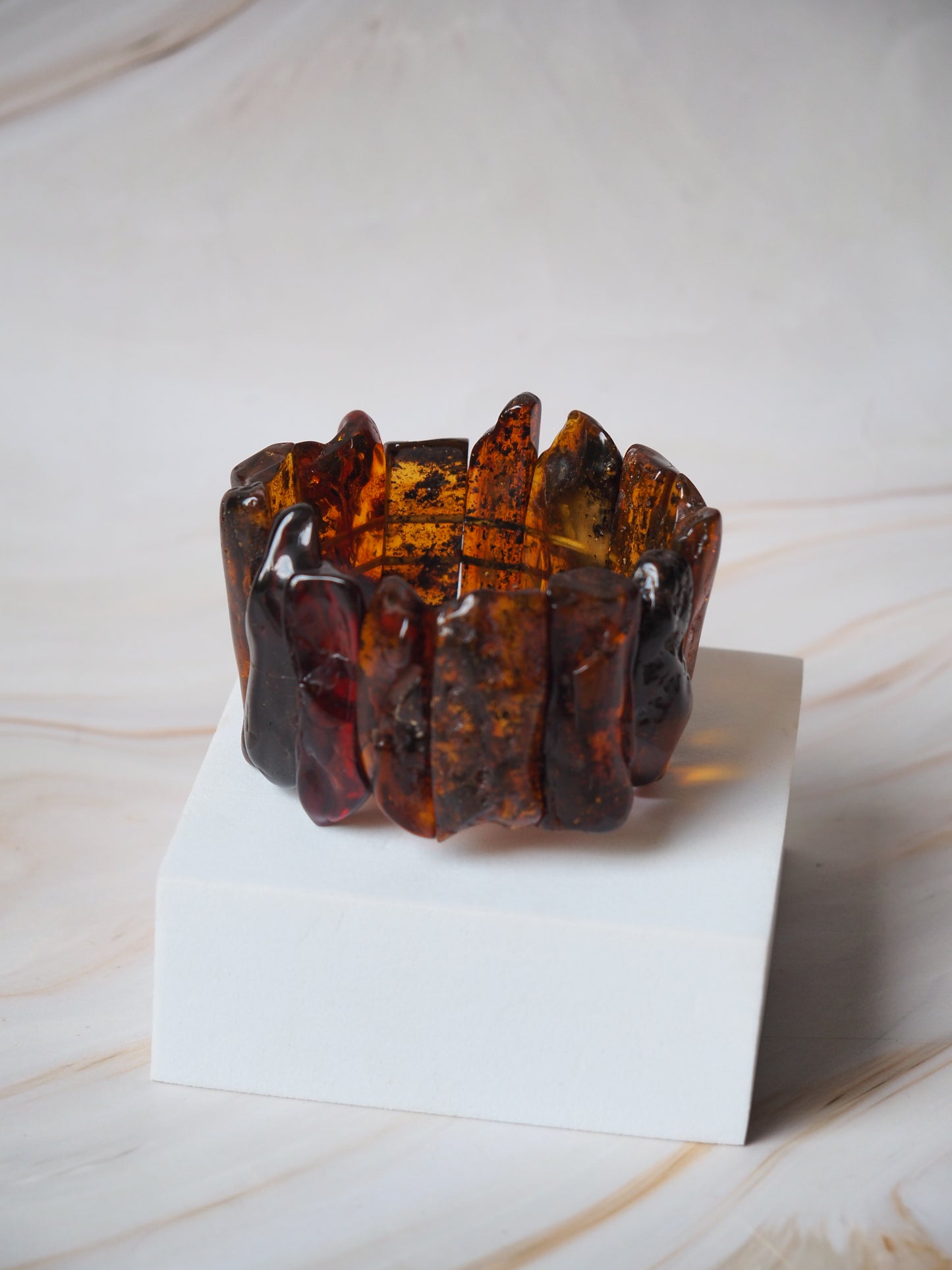 Big Unique Natural Raw Amber Irregular Pieces Bracelet 78,2g