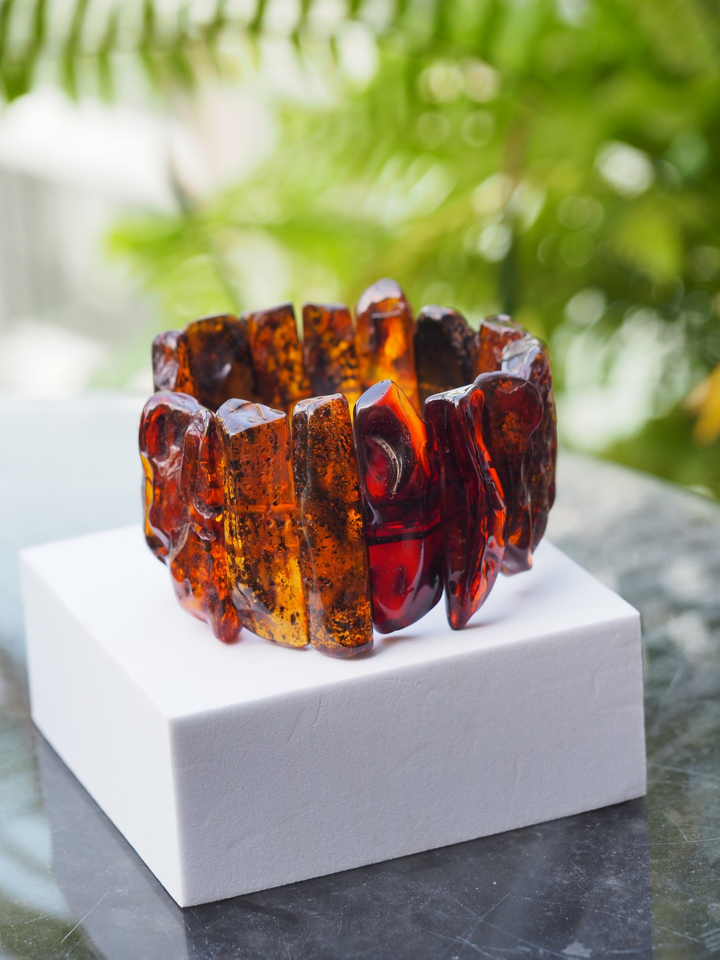 Big Unique Natural Raw Amber Irregular Pieces Bracelet 78,2g