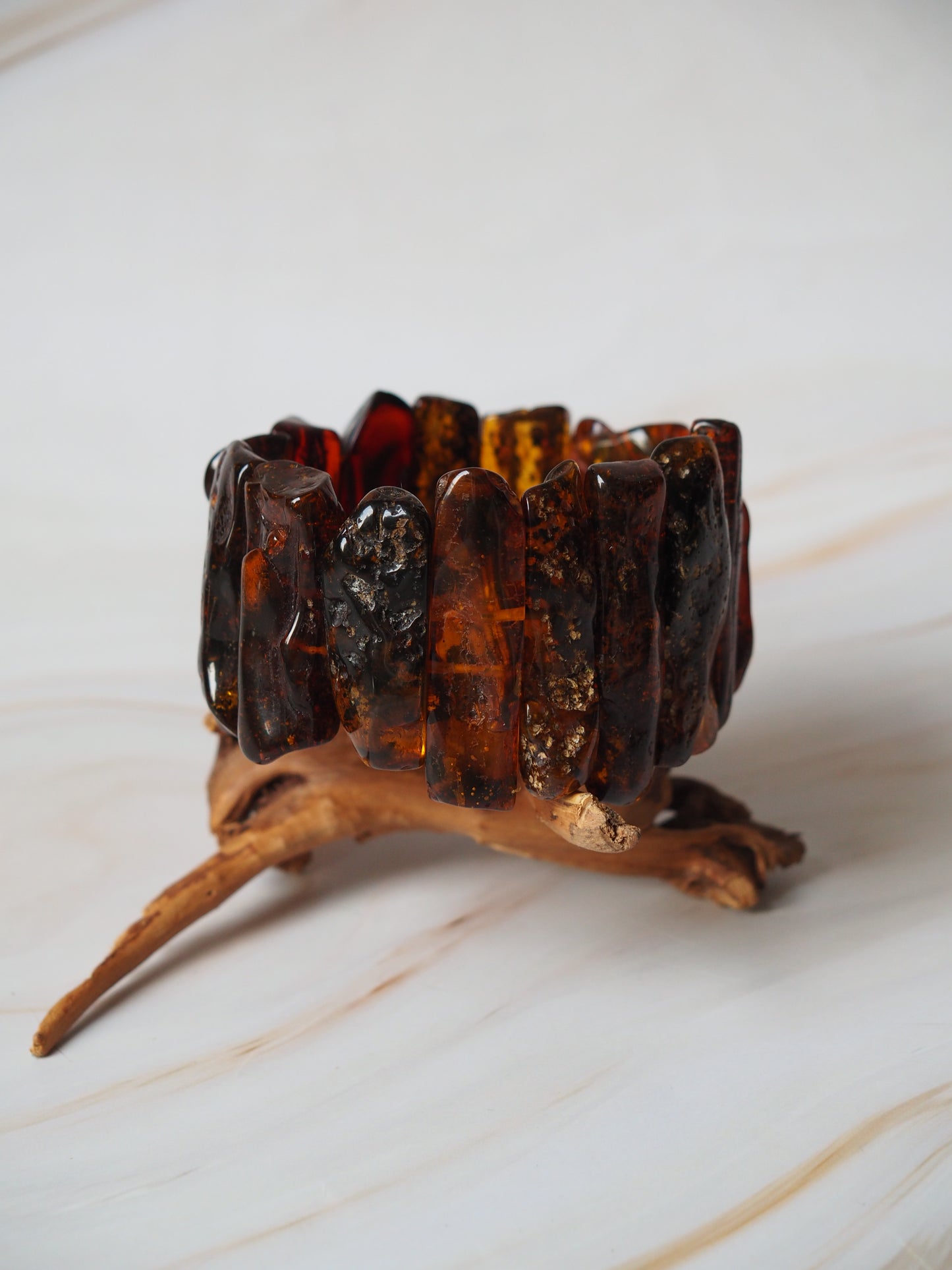 Big Unique Natural Raw Amber Irregular Pieces Bracelet 78,2g