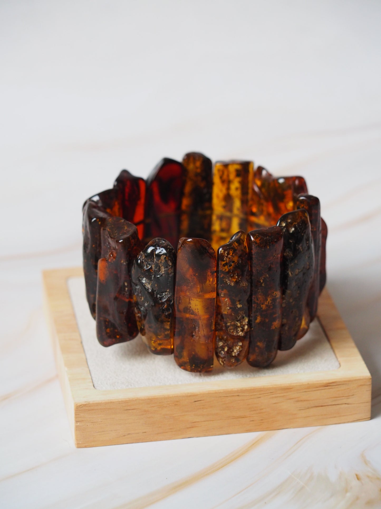 Big Unique Natural Raw Amber Irregular Pieces Bracelet 78,2g