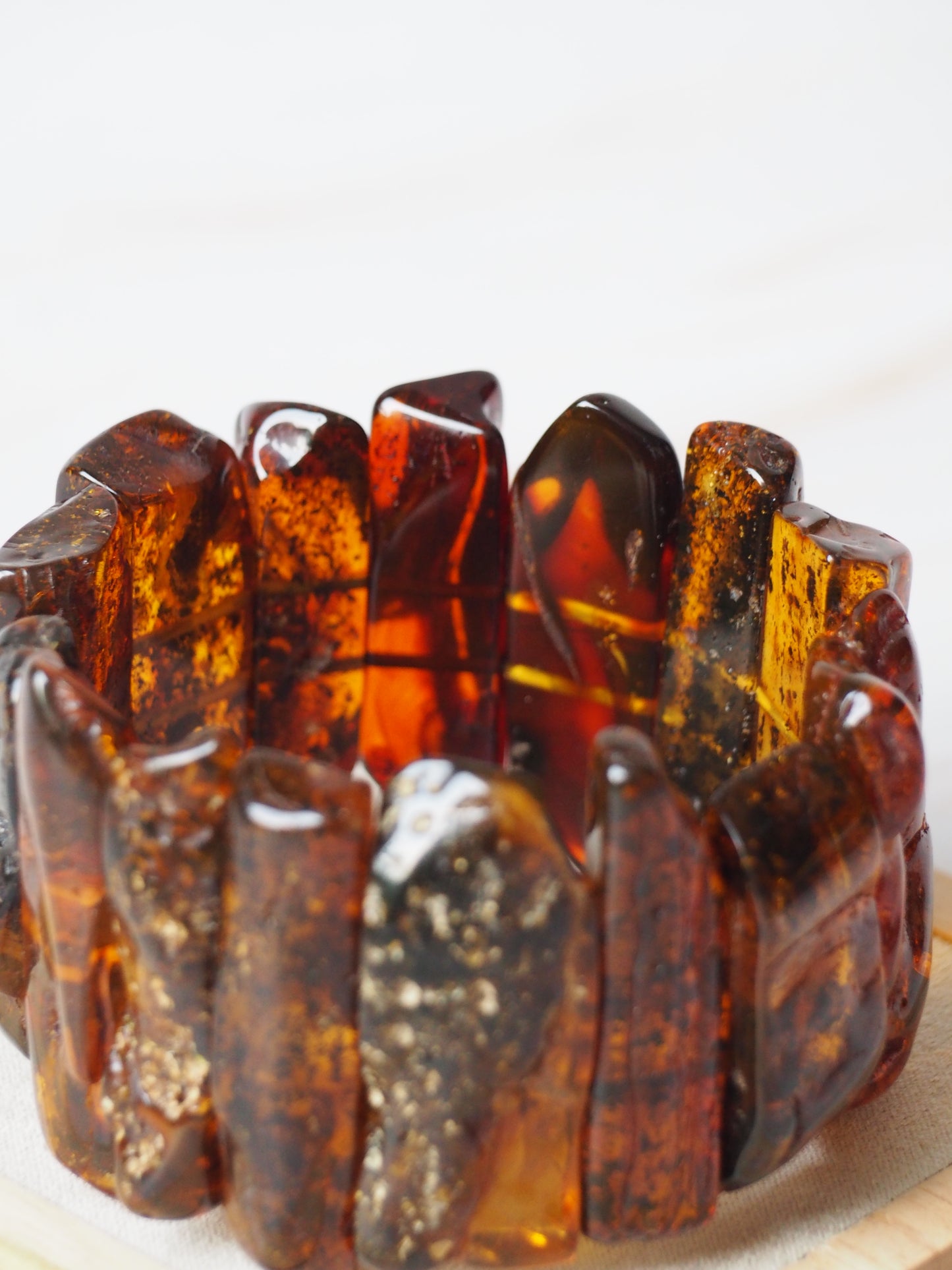 Big Unique Natural Raw Amber Irregular Pieces Bracelet 78,2g