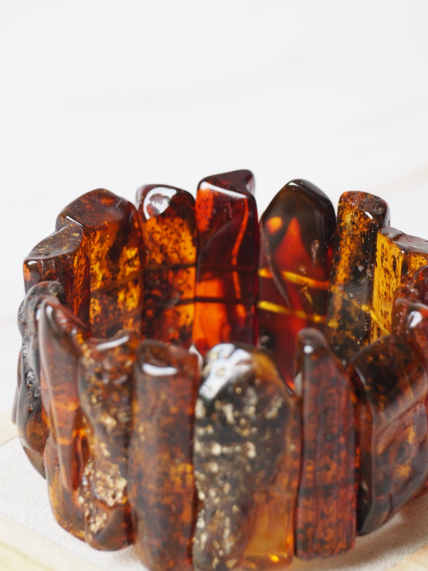 Big Unique Natural Raw Amber Irregular Pieces Bracelet 78,2g
