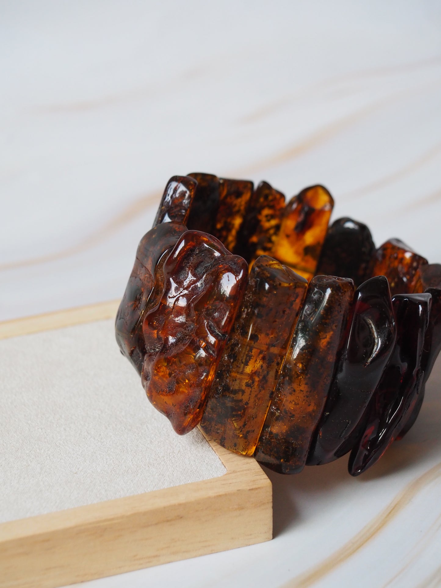 Big Unique Natural Raw Amber Irregular Pieces Bracelet 78,2g