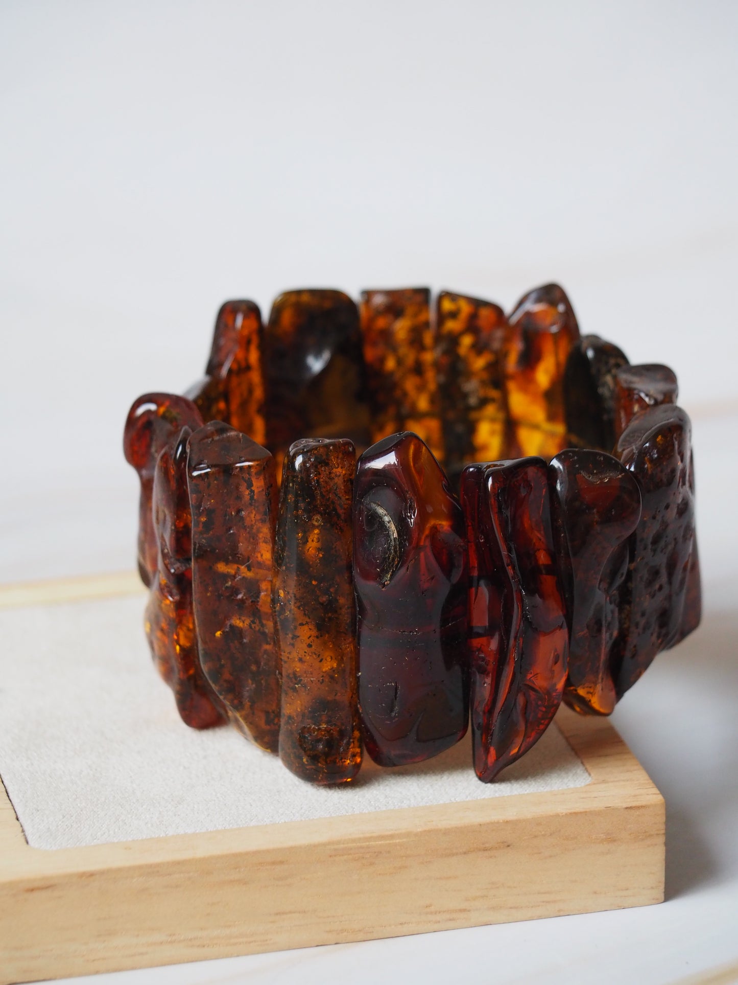 Big Unique Natural Raw Amber Irregular Pieces Bracelet 78,2g