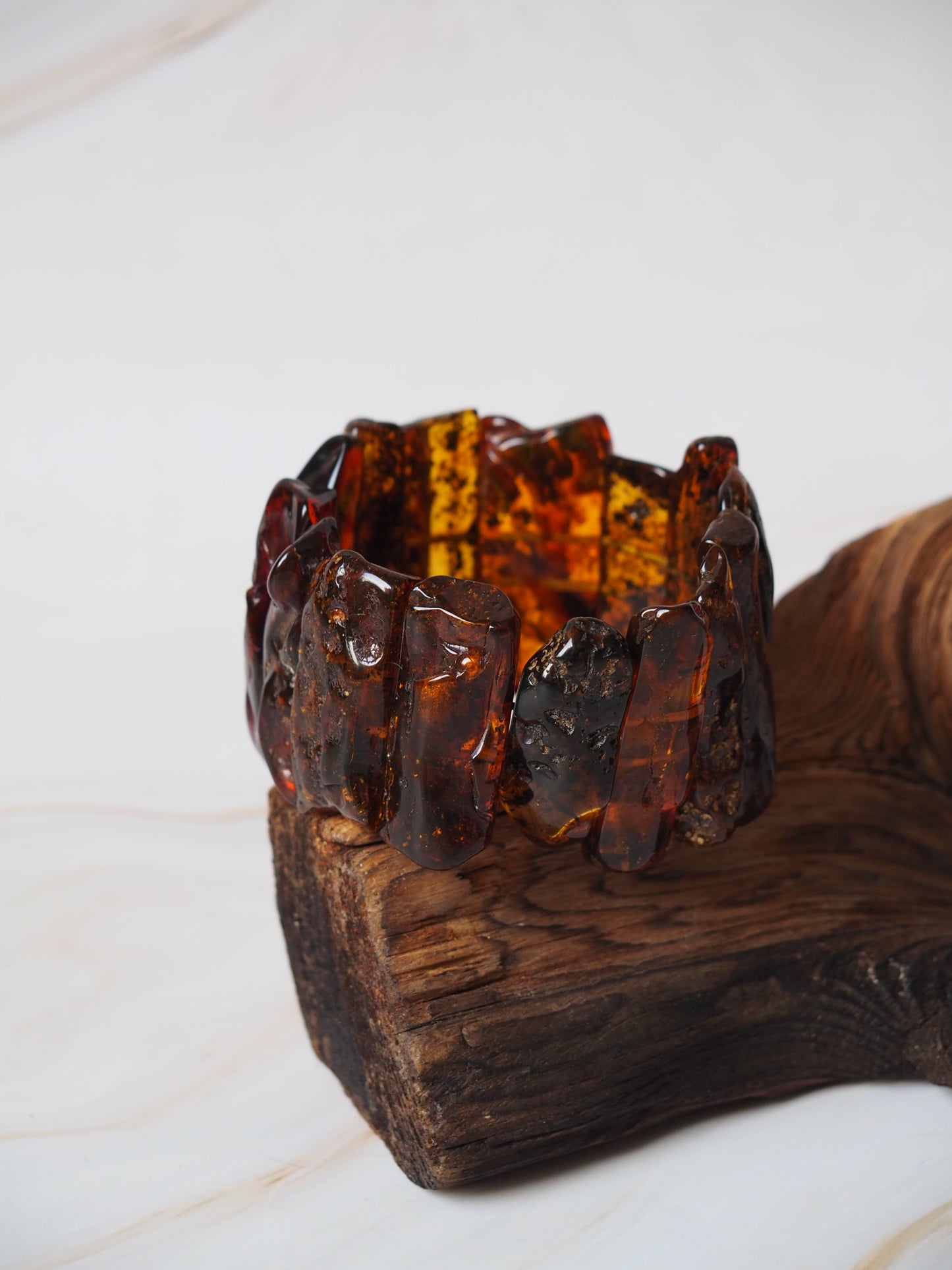 Big Unique Natural Raw Amber Irregular Pieces Bracelet 78,2g