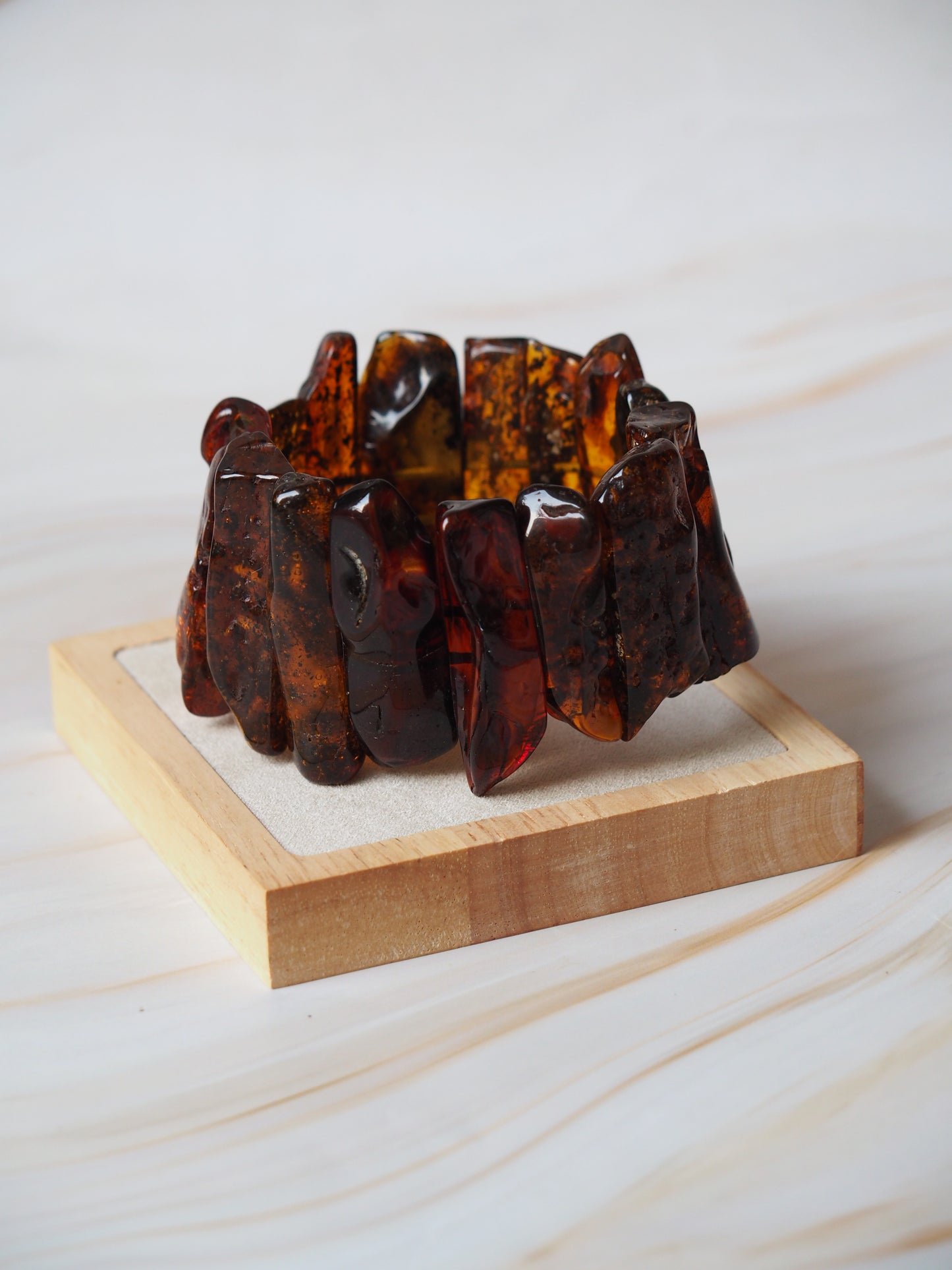 Big Unique Natural Raw Amber Irregular Pieces Bracelet 78,2g