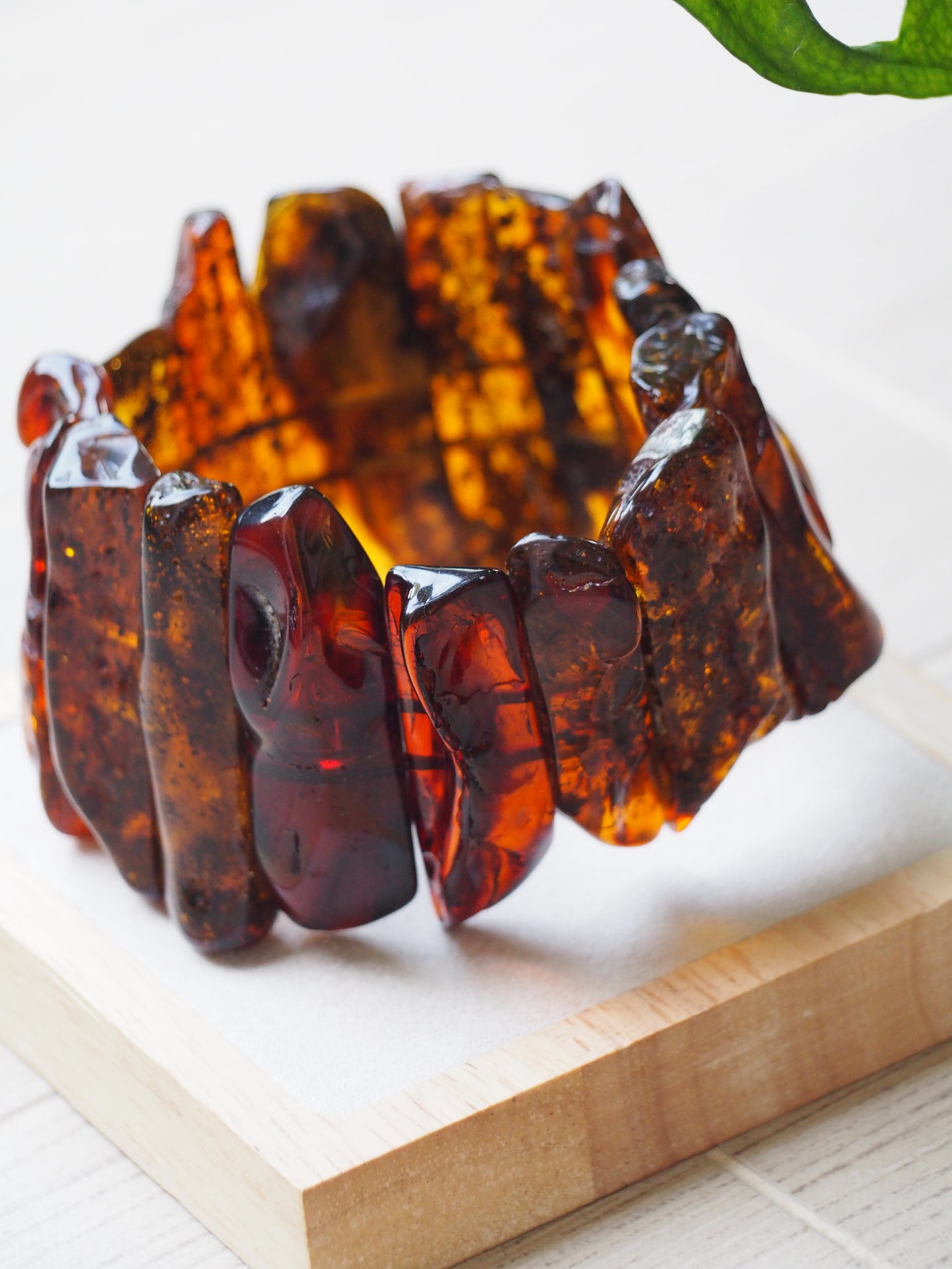 Big Unique Natural Raw Amber Irregular Pieces Bracelet 78,2g