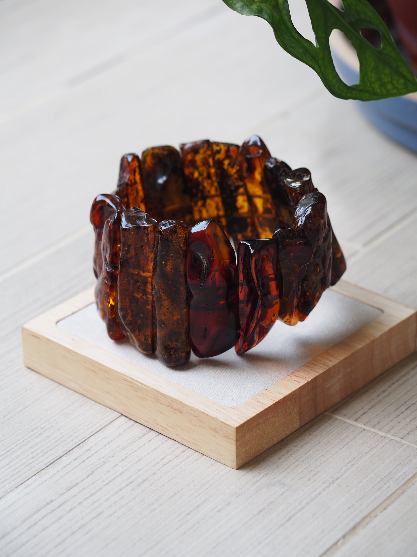 Big Unique Natural Raw Amber Irregular Pieces Bracelet 78,2g