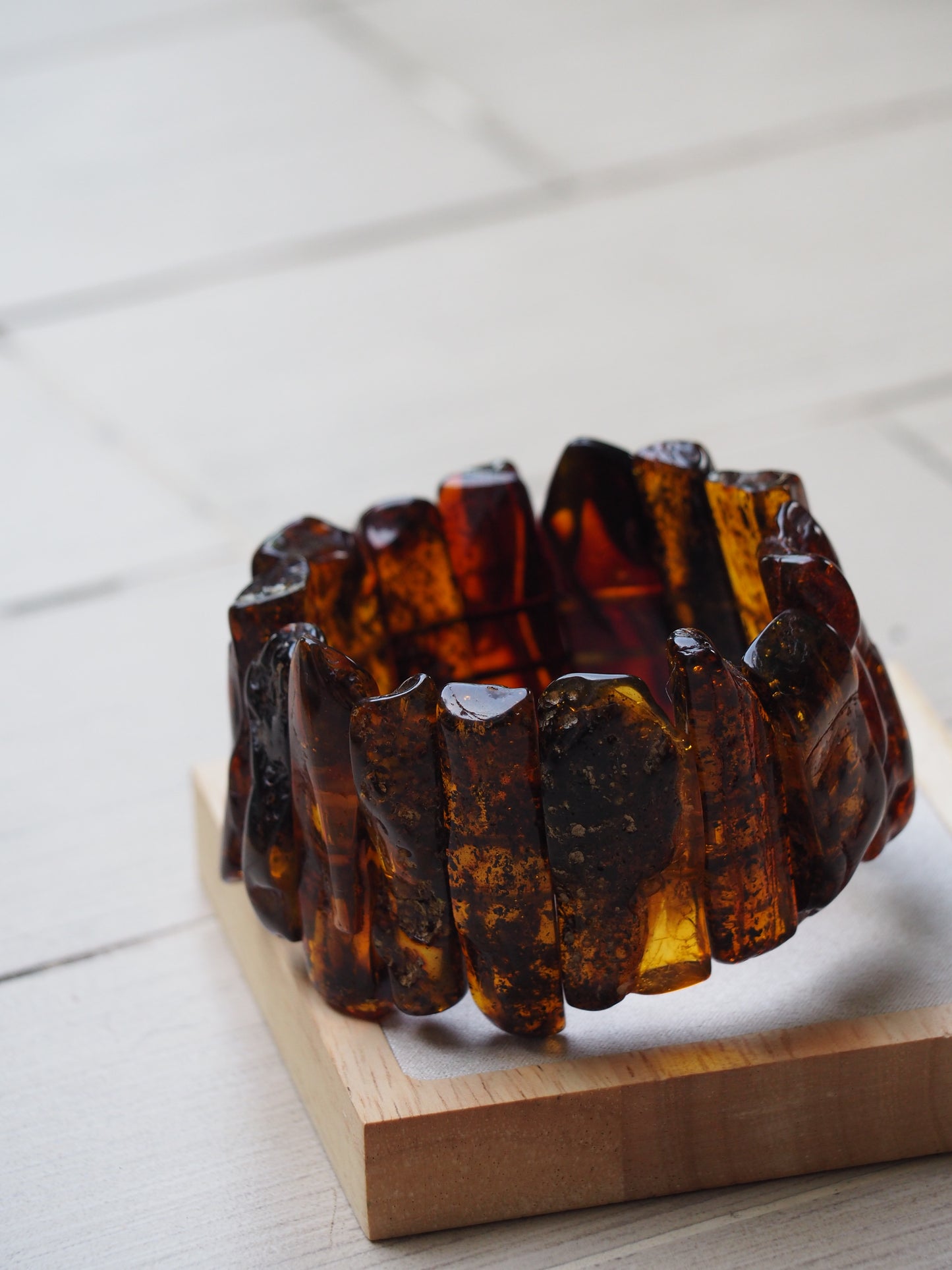 Big Unique Natural Raw Amber Irregular Pieces Bracelet 78,2g