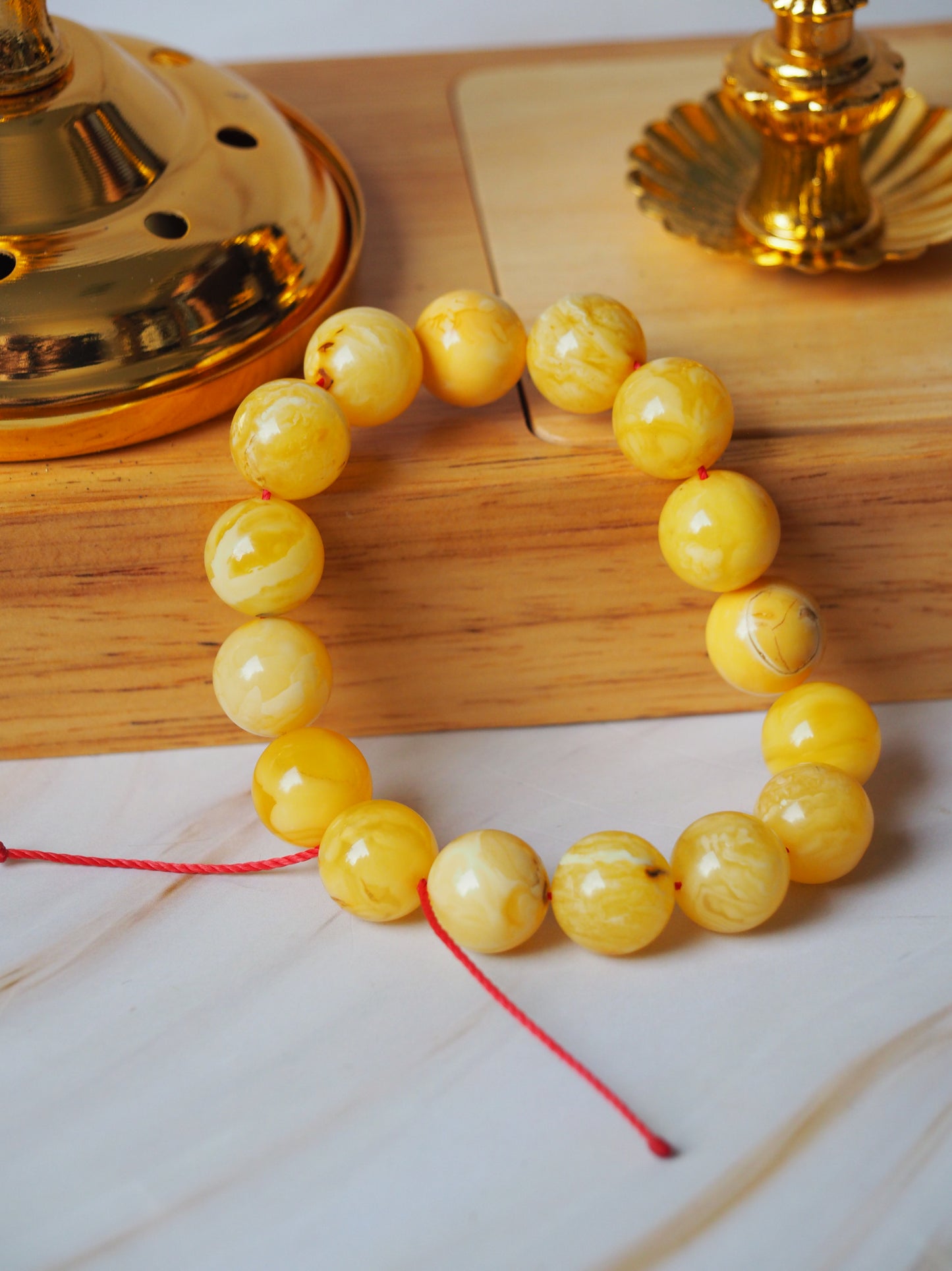 Unique Natural Amber Beaded Bracelet with Regulation