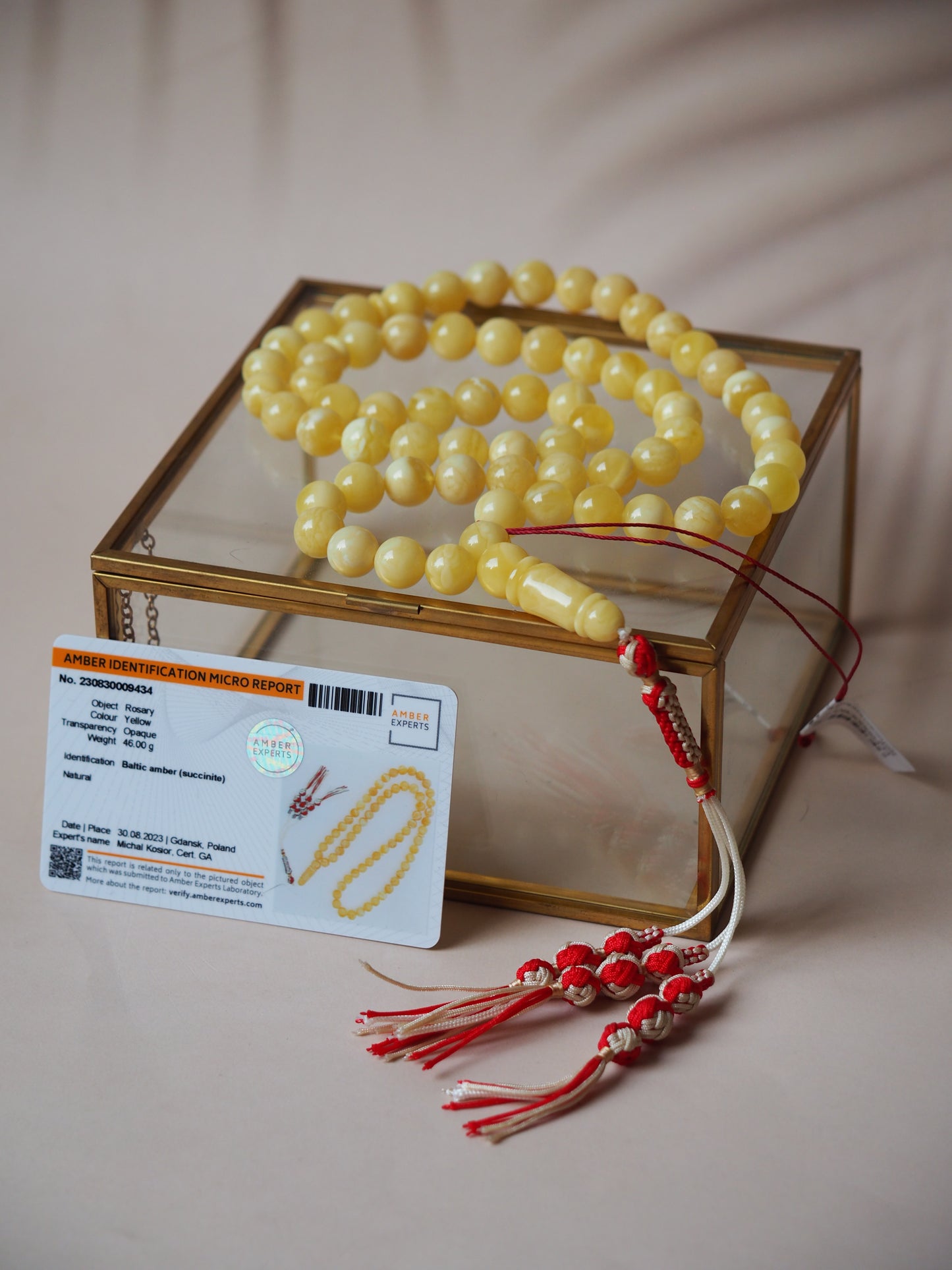 Butterscotch/ Milk Natural Amber Tasbih with Certificate