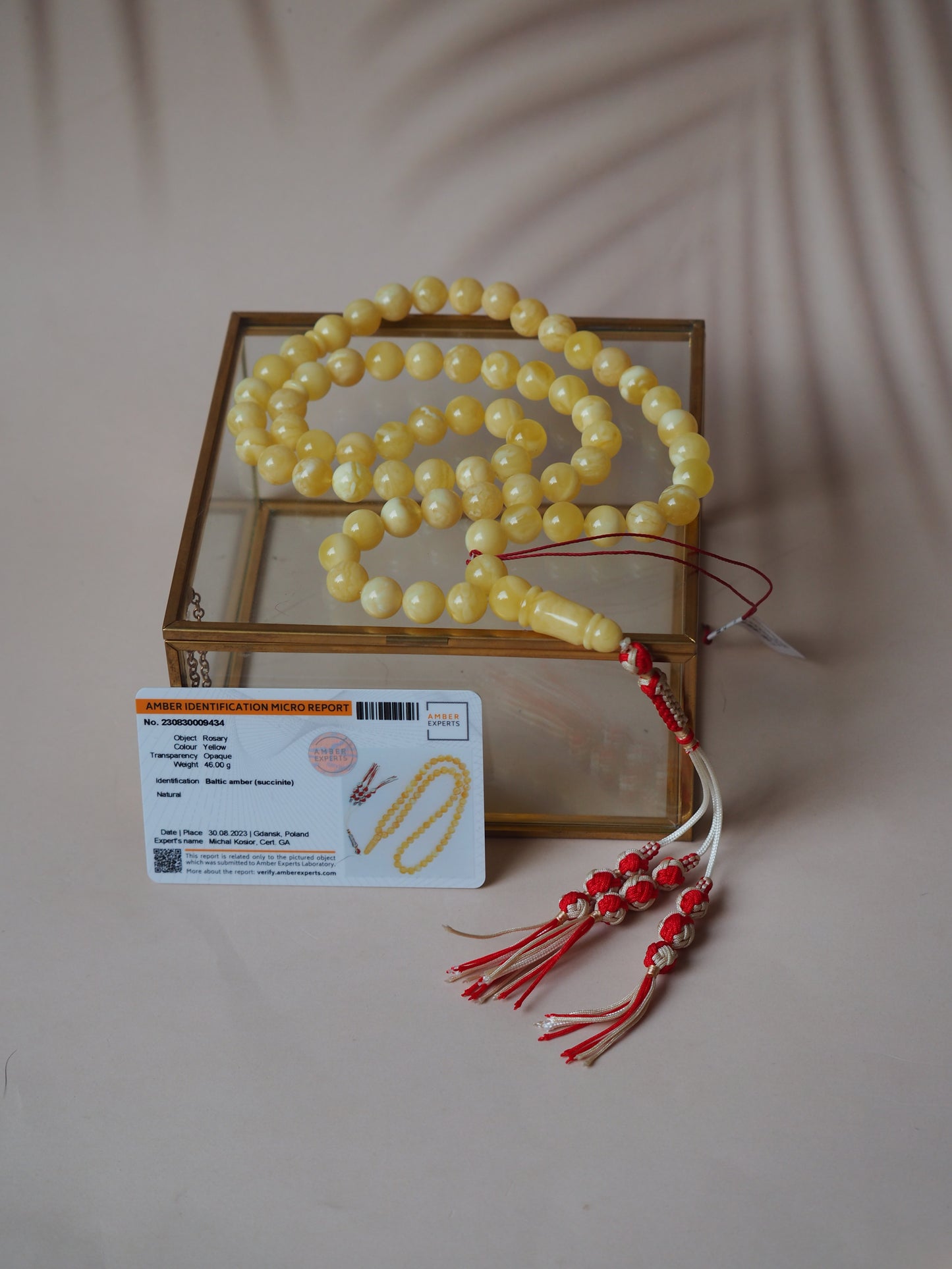 Butterscotch/ Milk Natural Amber Tasbih with Certificate