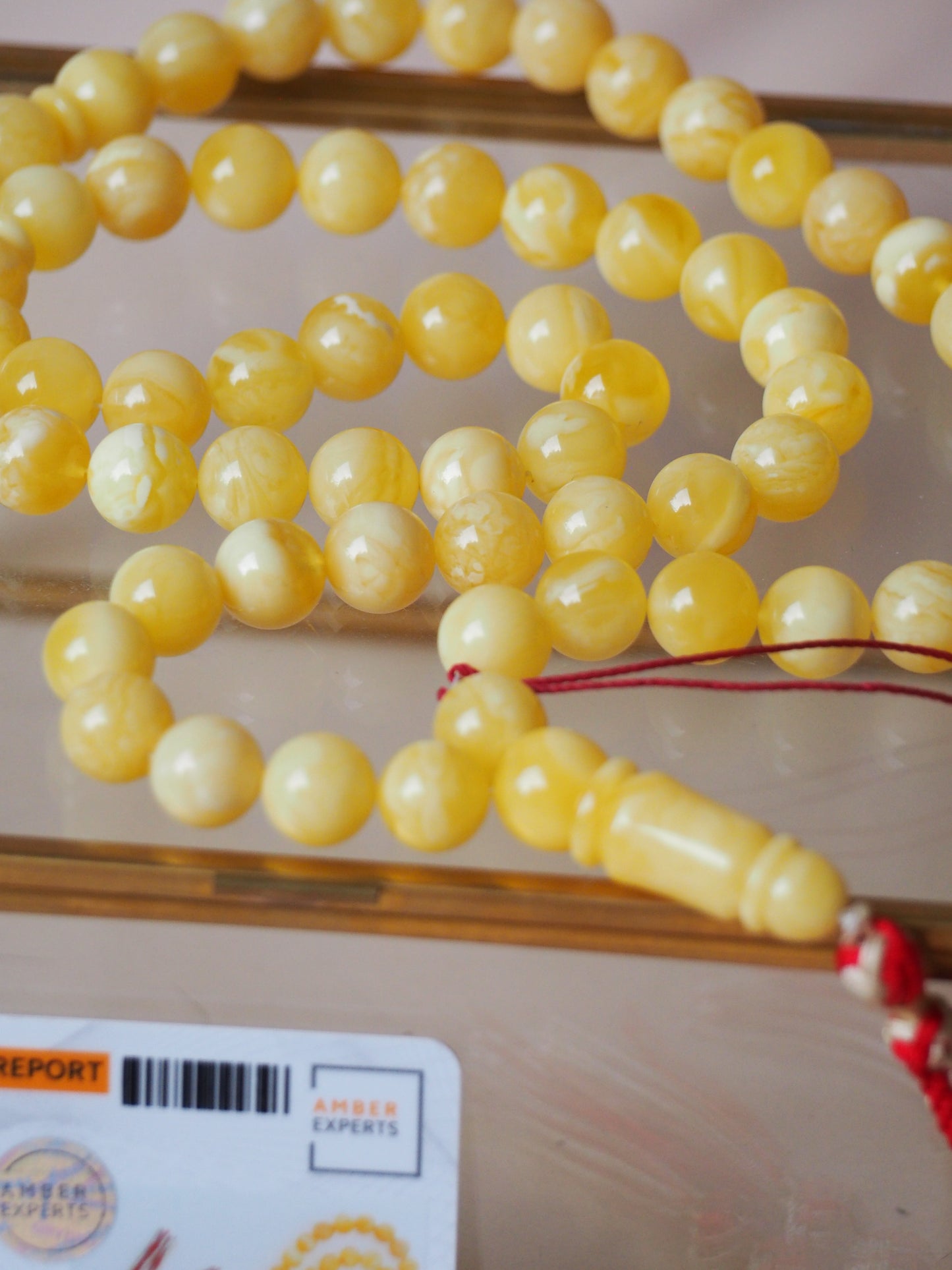 Butterscotch/ Milk Natural Amber Tasbih with Certificate