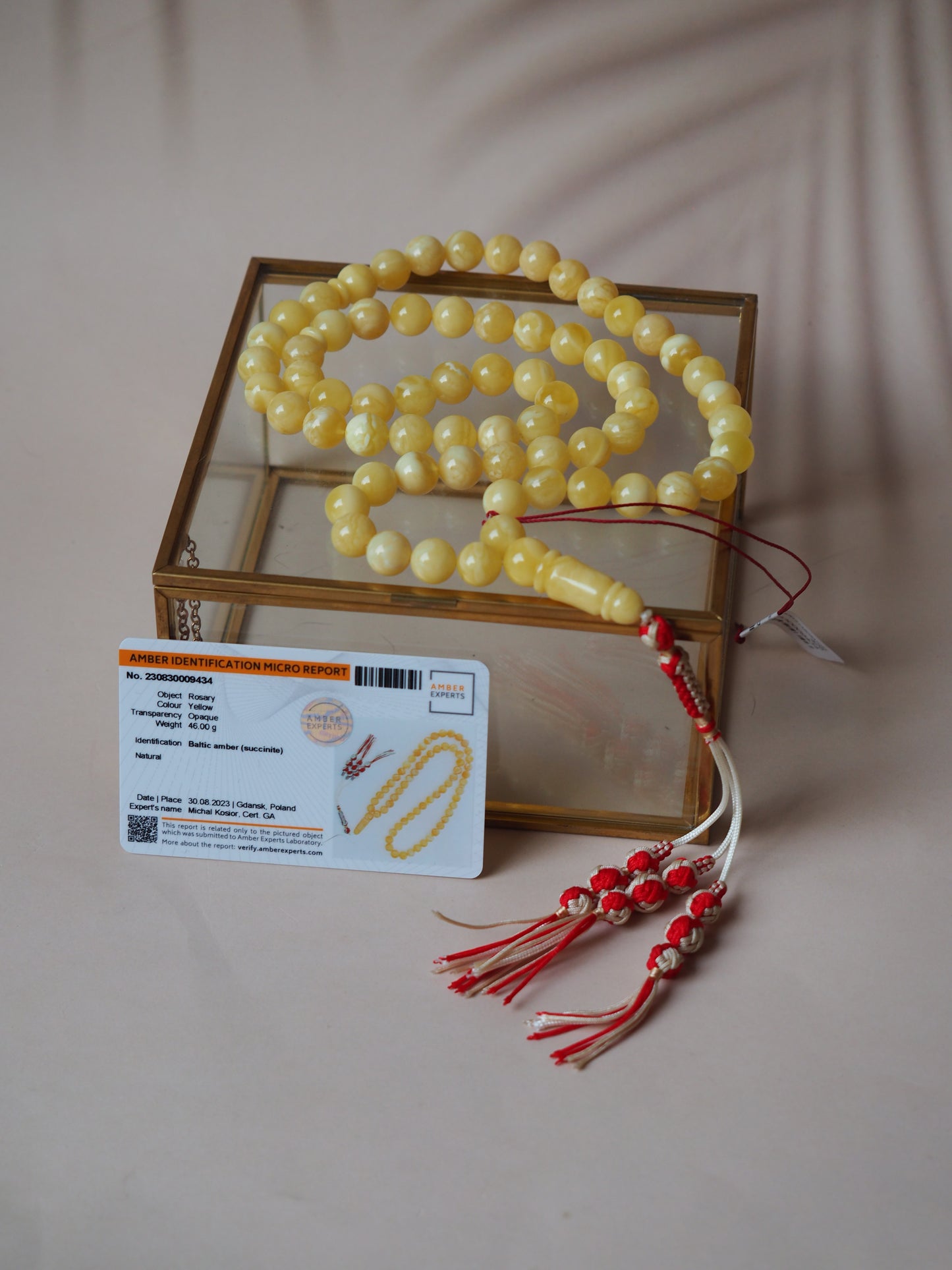 Butterscotch/ Milk Natural Amber Tasbih with Certificate
