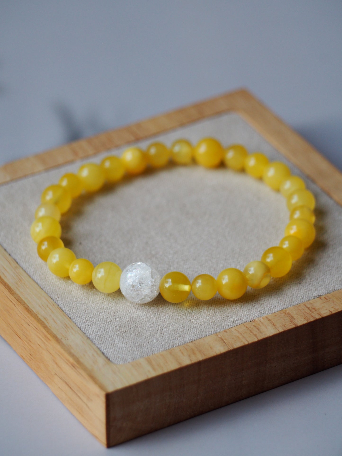 Butterscotch Beaded Bracelet 7mm with Mountain Crystal from Poland