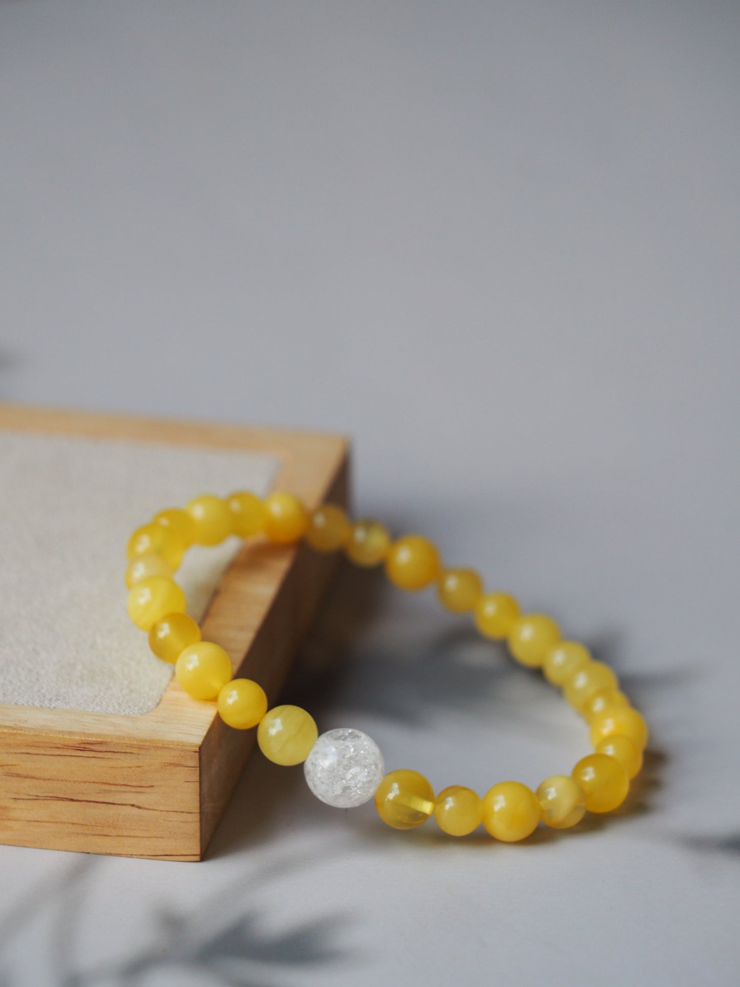 Butterscotch Beaded Bracelet 7mm with Mountain Crystal from Poland