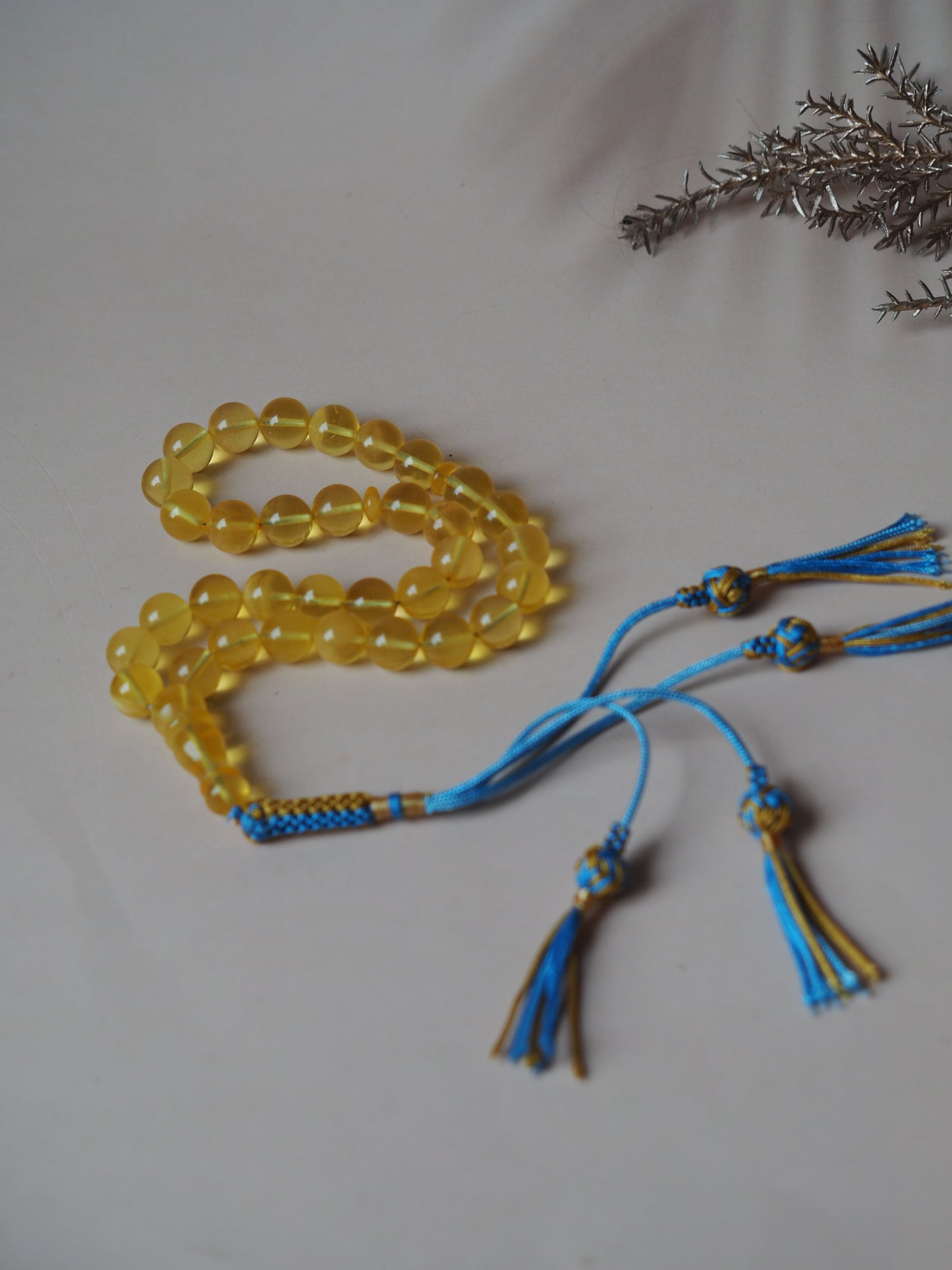 Natural Citron/ Cloudy Amber Tasbih 33 Beads 9,5mm