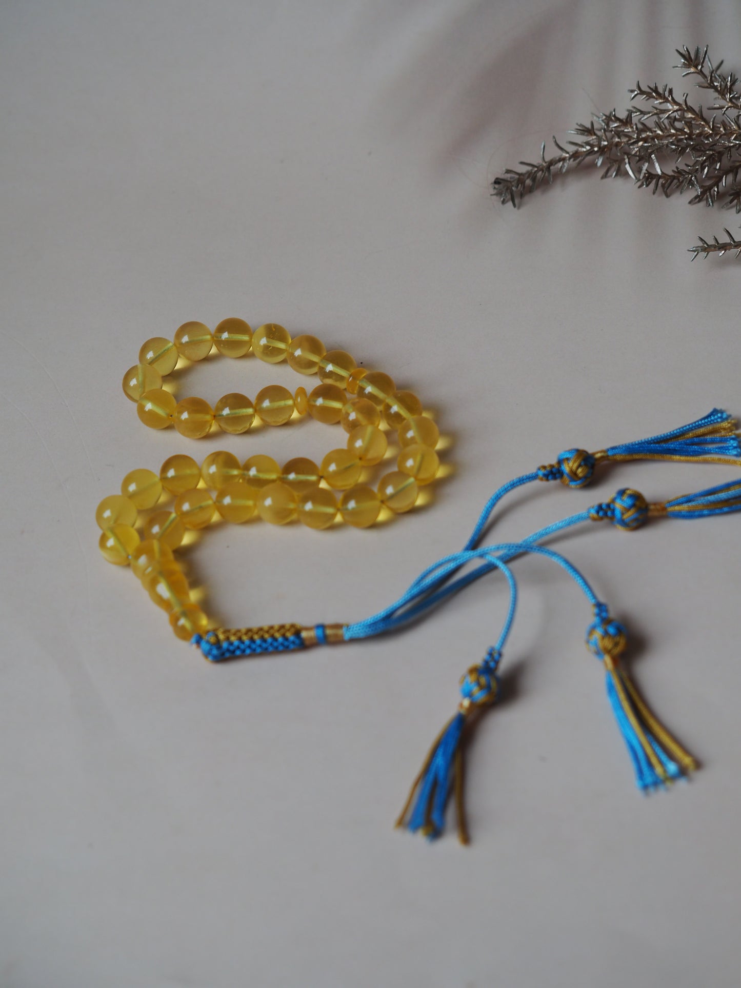 Natural Citron/ Cloudy Amber Tasbih 33 Beads 9,5mm
