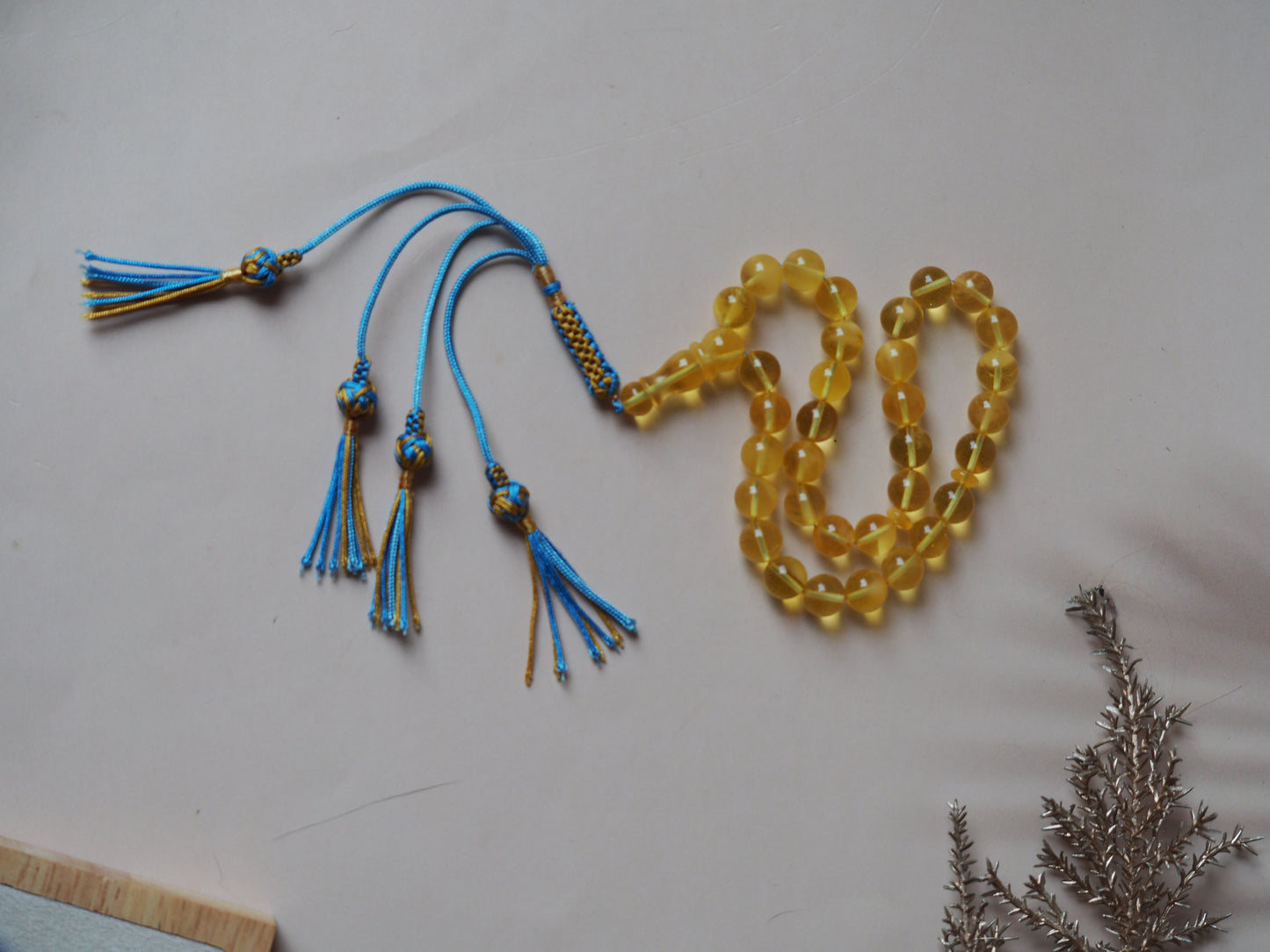 Natural Citron/ Cloudy Amber Tasbih 33 Beads 9,5mm
