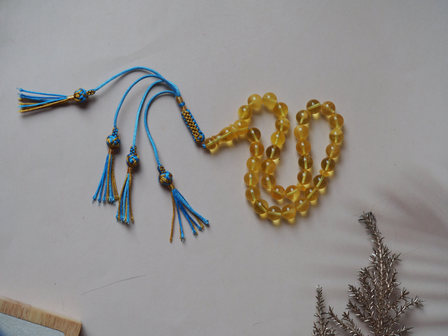 Natural Citron/ Cloudy Amber Tasbih 33 Beads 9,5mm