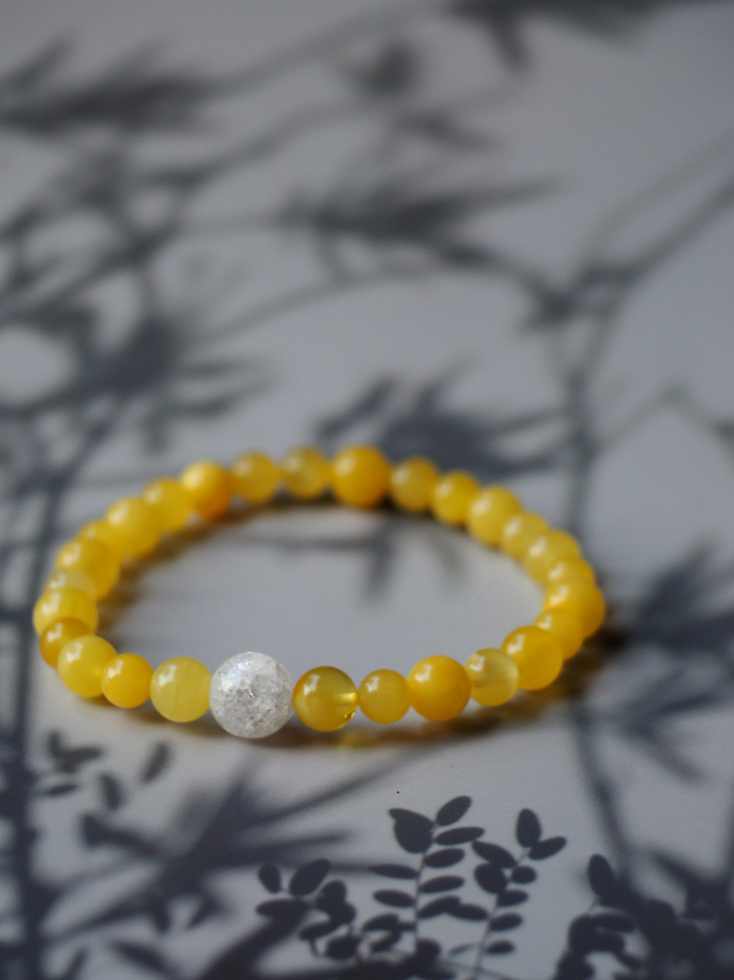 Butterscotch Beaded Bracelet 7mm with Mountain Crystal from Poland