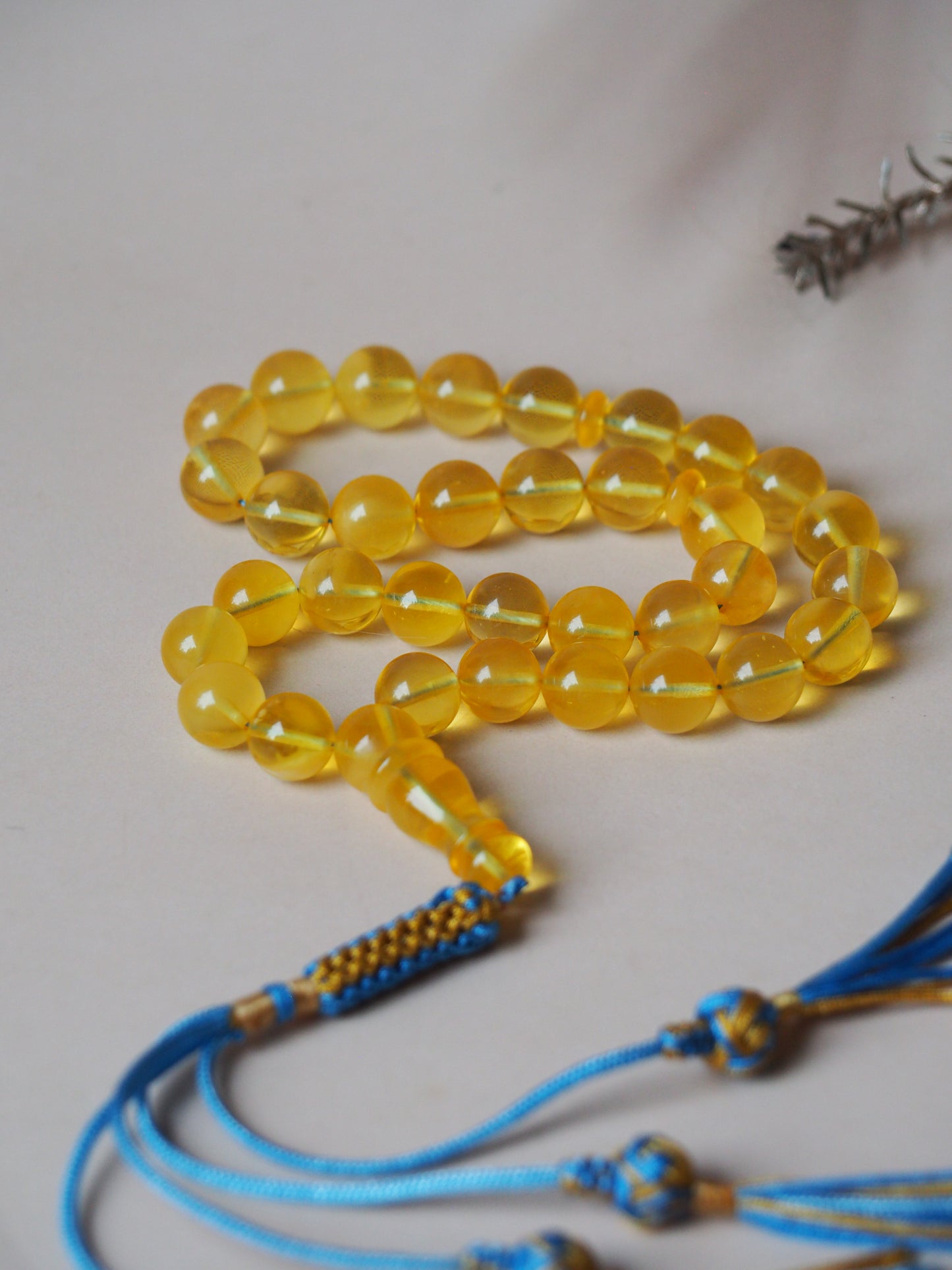 Natural Citron/ Cloudy Amber Tasbih 33 Beads 9,5mm