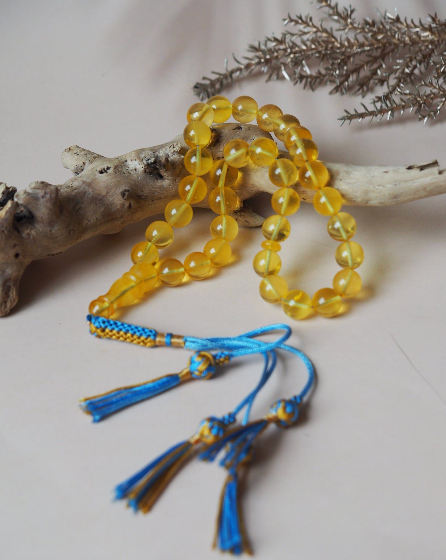 Natural Citron/ Cloudy Amber Tasbih 33 Beads 9,5mm