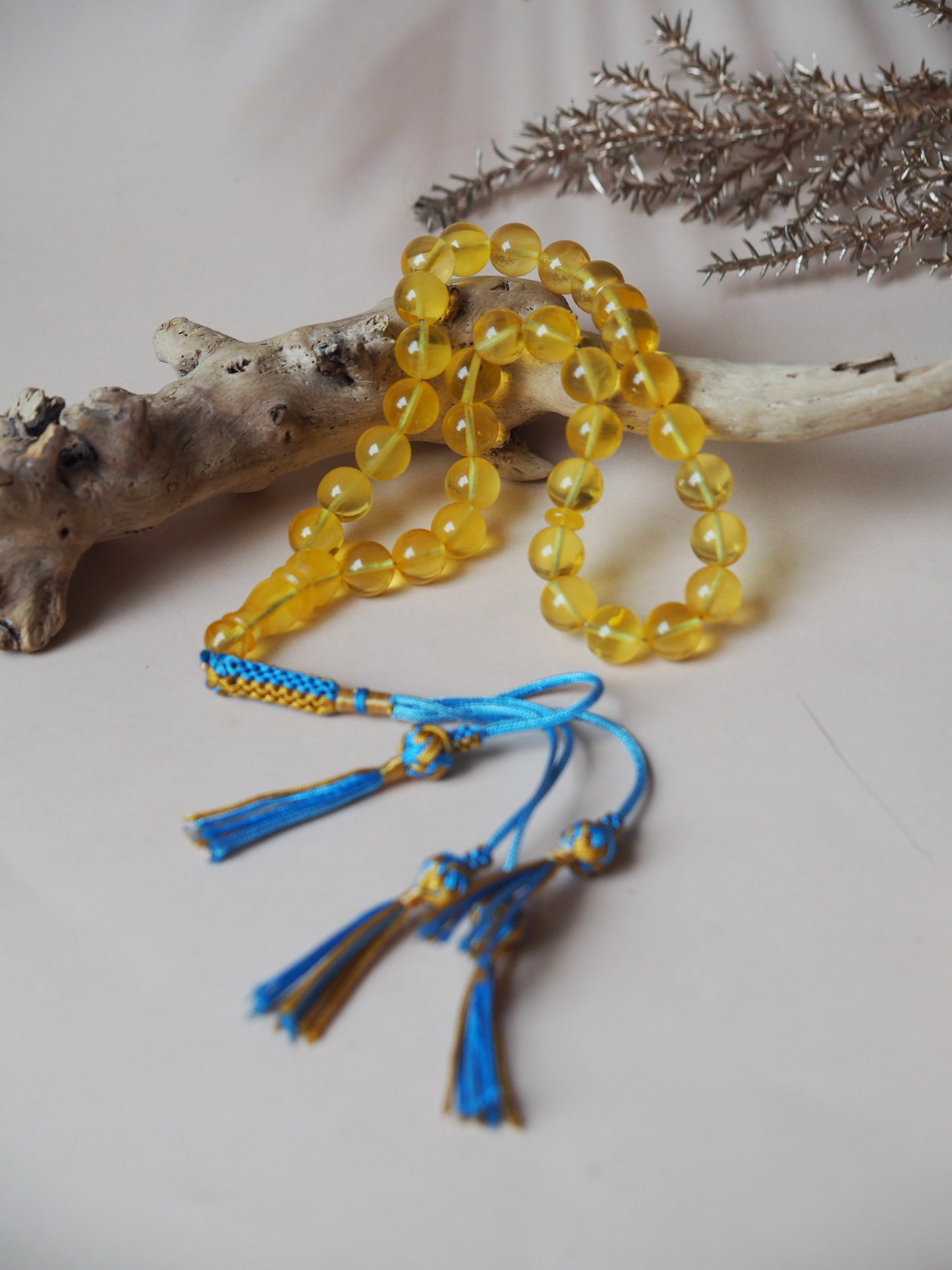Natural Citron/ Cloudy Amber Tasbih 33 Beads 9,5mm