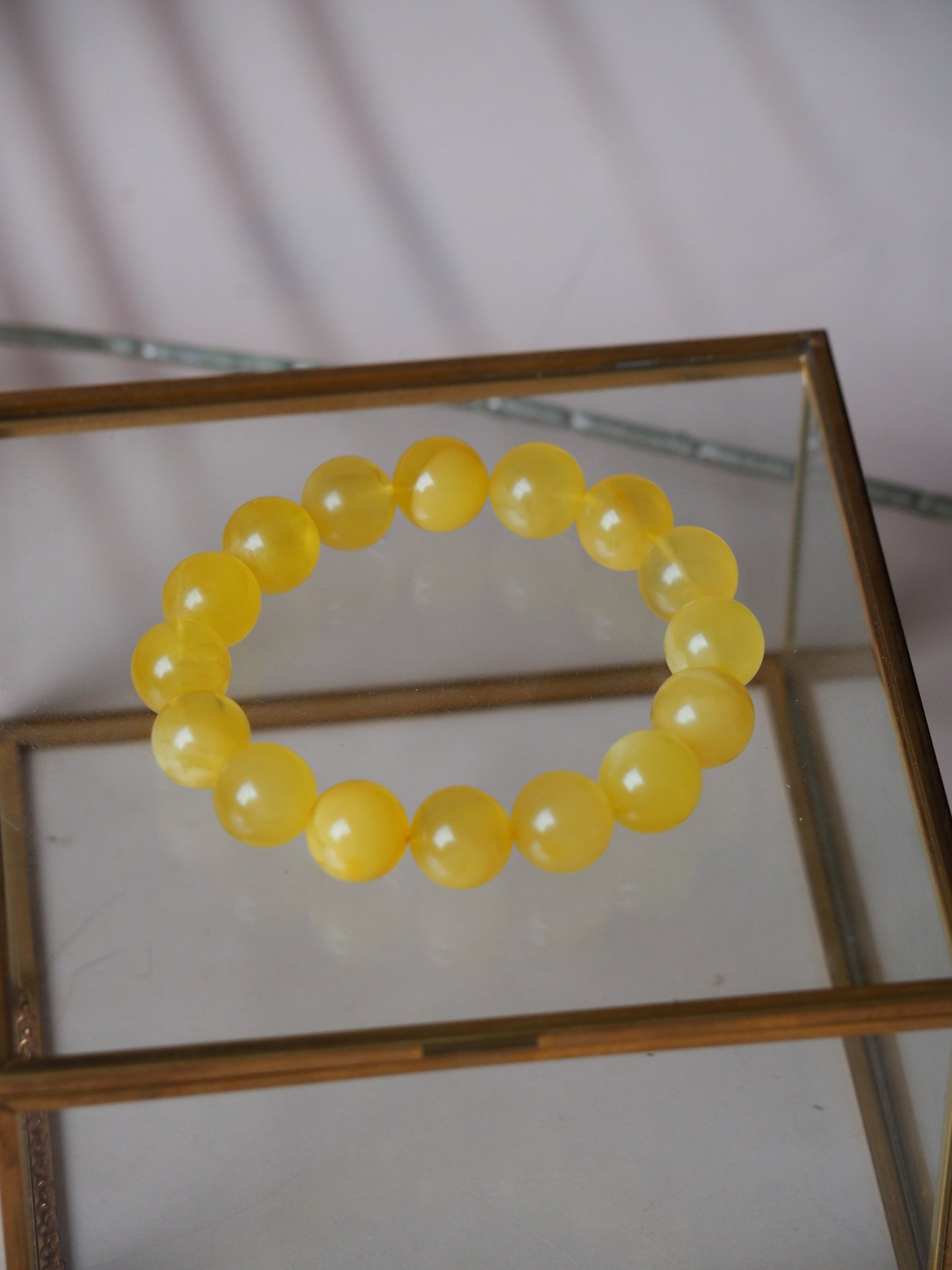 Natural Milk/ Transparent Amber Beaded Bracelet 13,5mm with Certificate