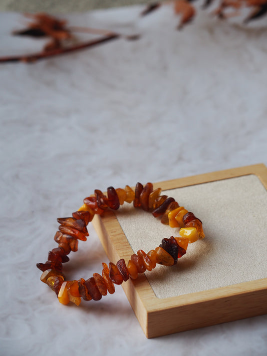 Raw Unpolished Cognac Amber Bracelet| Irregular
